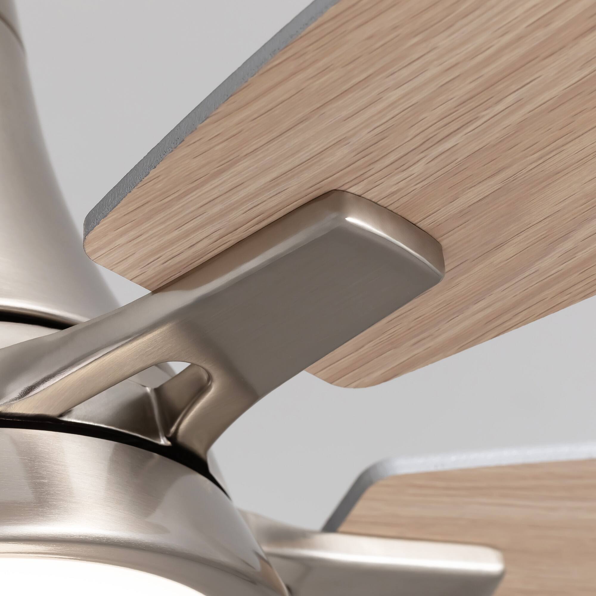 Alt View 7. Siljoy - 52 Inch Nickel Low Profile Flush Mount Ceiling Fan with Light and Remote Reversible Dimmable for Bedroom and Living Room.