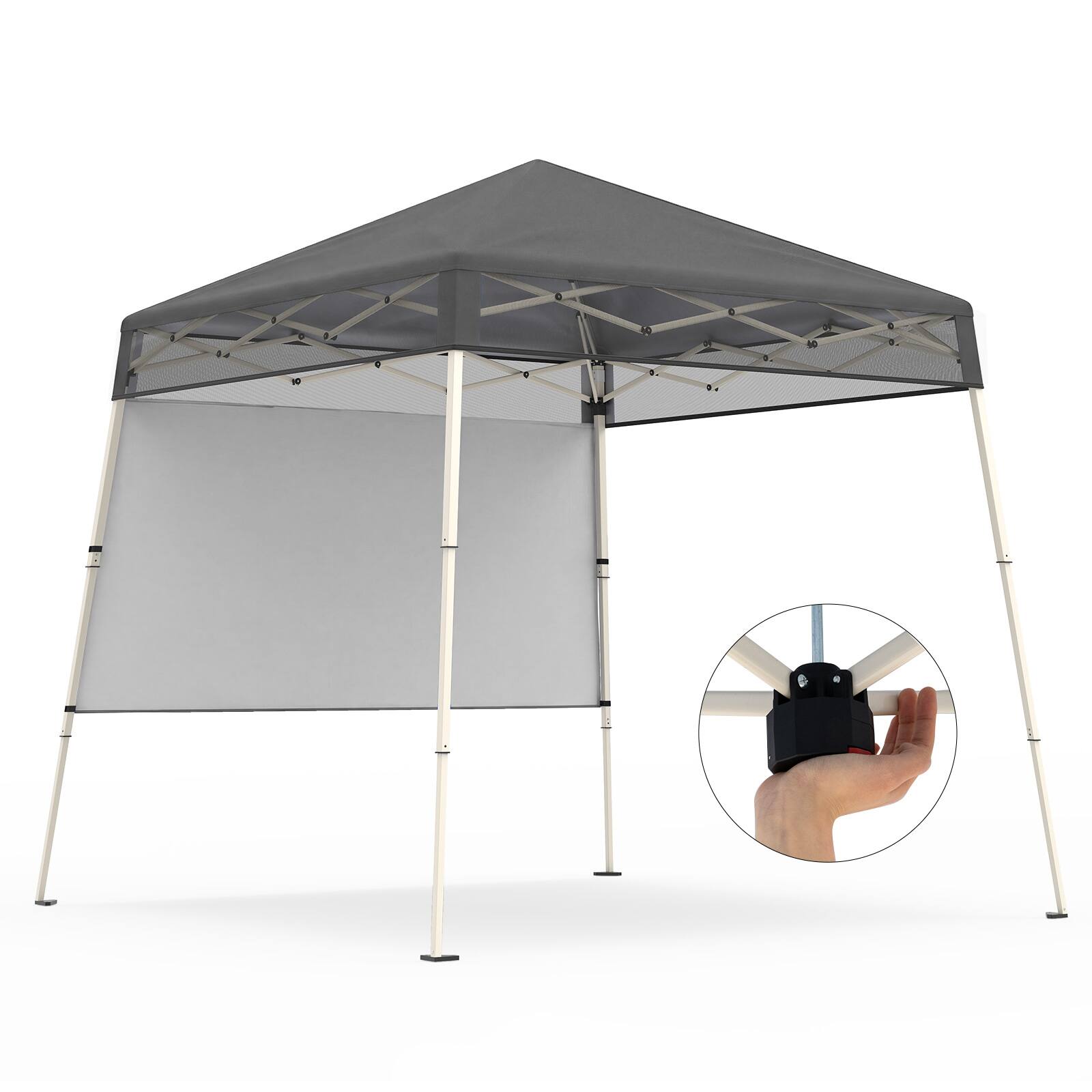 Alt View 9. Gymax - Gymax 7 x 7 FT Pop-Up Canopy TentOutdoor Sun Shelter w/ 1 Push Center Lock  Picnic Gray - Gray.