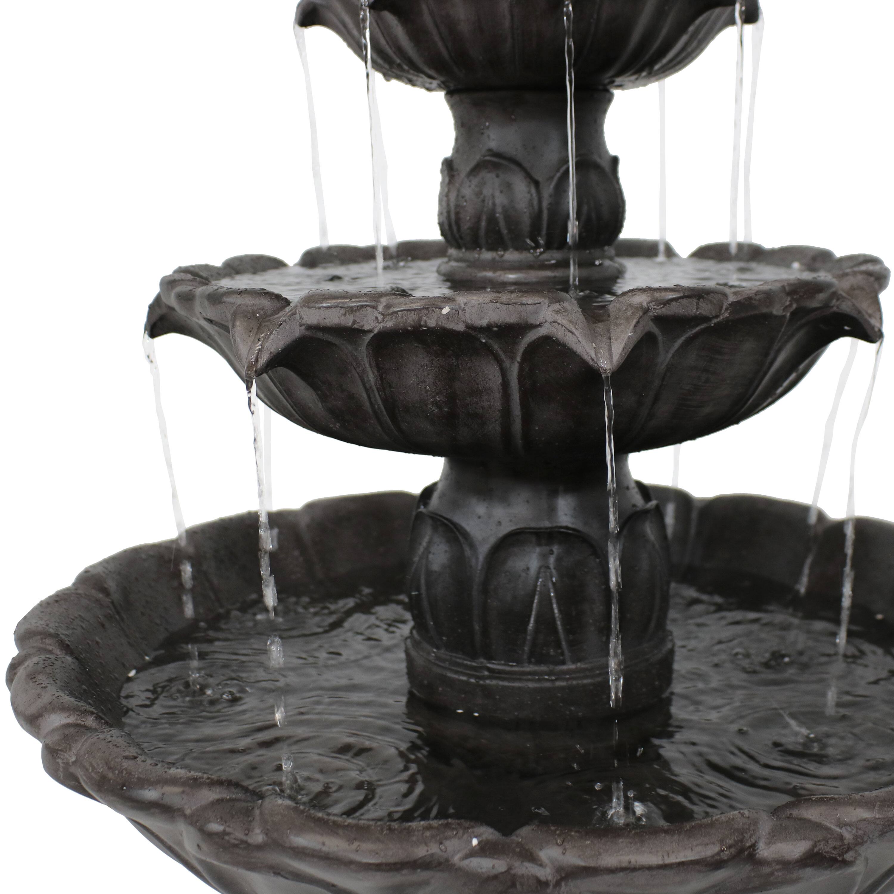 Alt View 10. Sunnydaze - Classic Tulip Polystone Outdoor 3-Tier Fountain - Dark Brown.