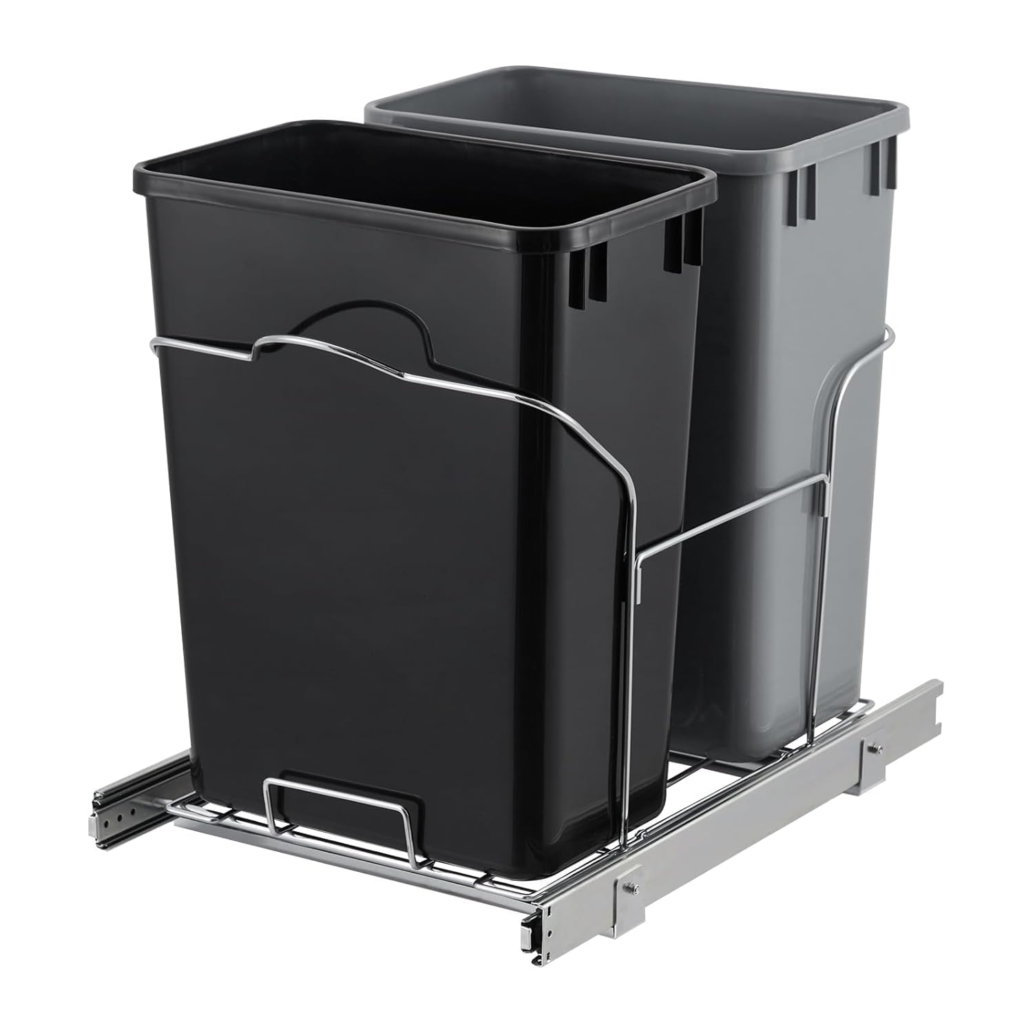 Front. Acekool - Double Bin Pullout Trash Can with Damping, Under Cabinet Door-Equipped Model.