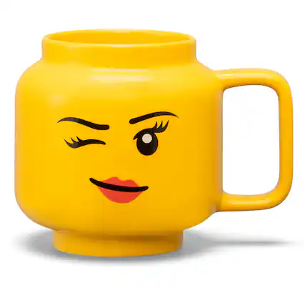 Front. Room Copenhagen - LEGO: Classic Yellow Minifigures Winking Girl Ceramic Mug, 17.9oz - Yellow.