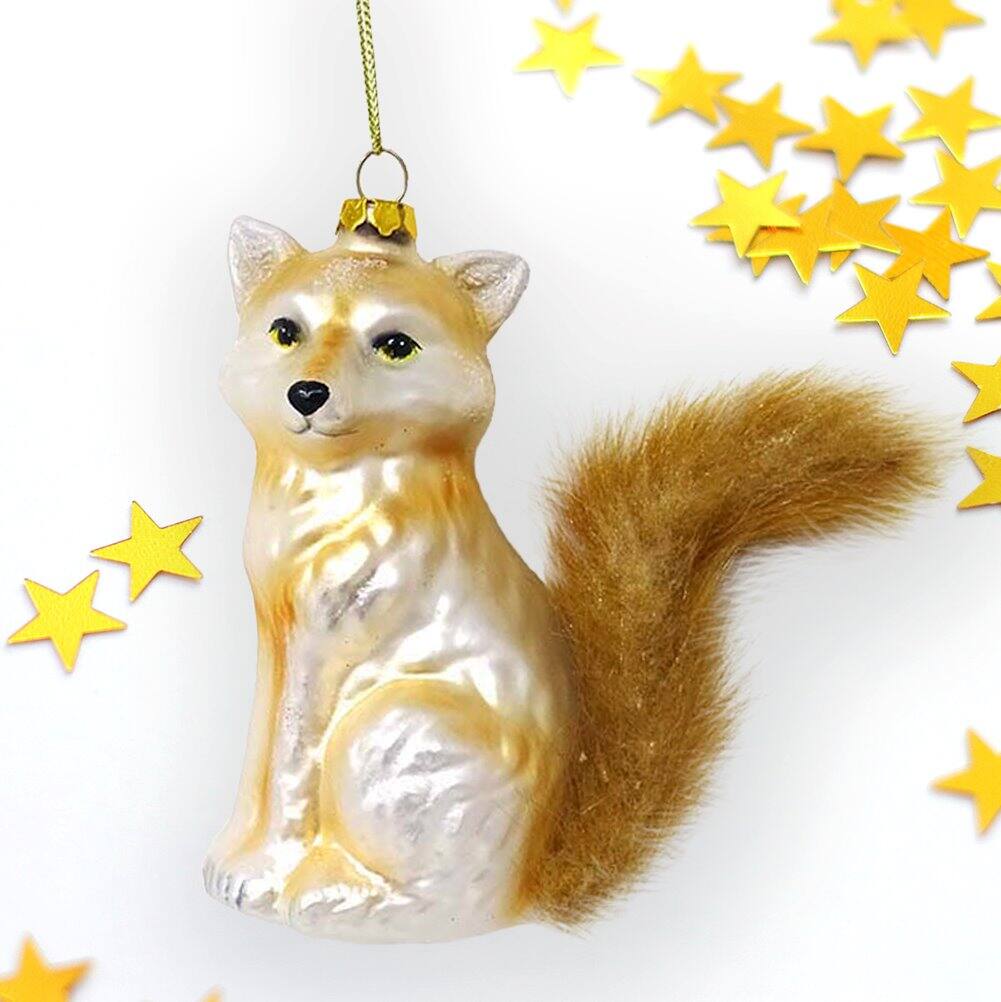 Left. OrnamentallyYou - Woodland Fox Glass Christmas Ornament - Multi-colored.