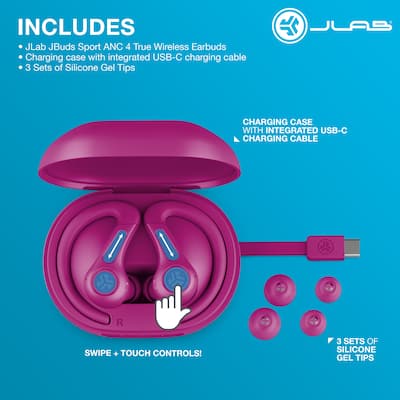 JLab JBuds Sport ANC 4 True Wireless Earbuds Pink JLab JBuds Sport ANC 4 True Wireless Earbuds Pink