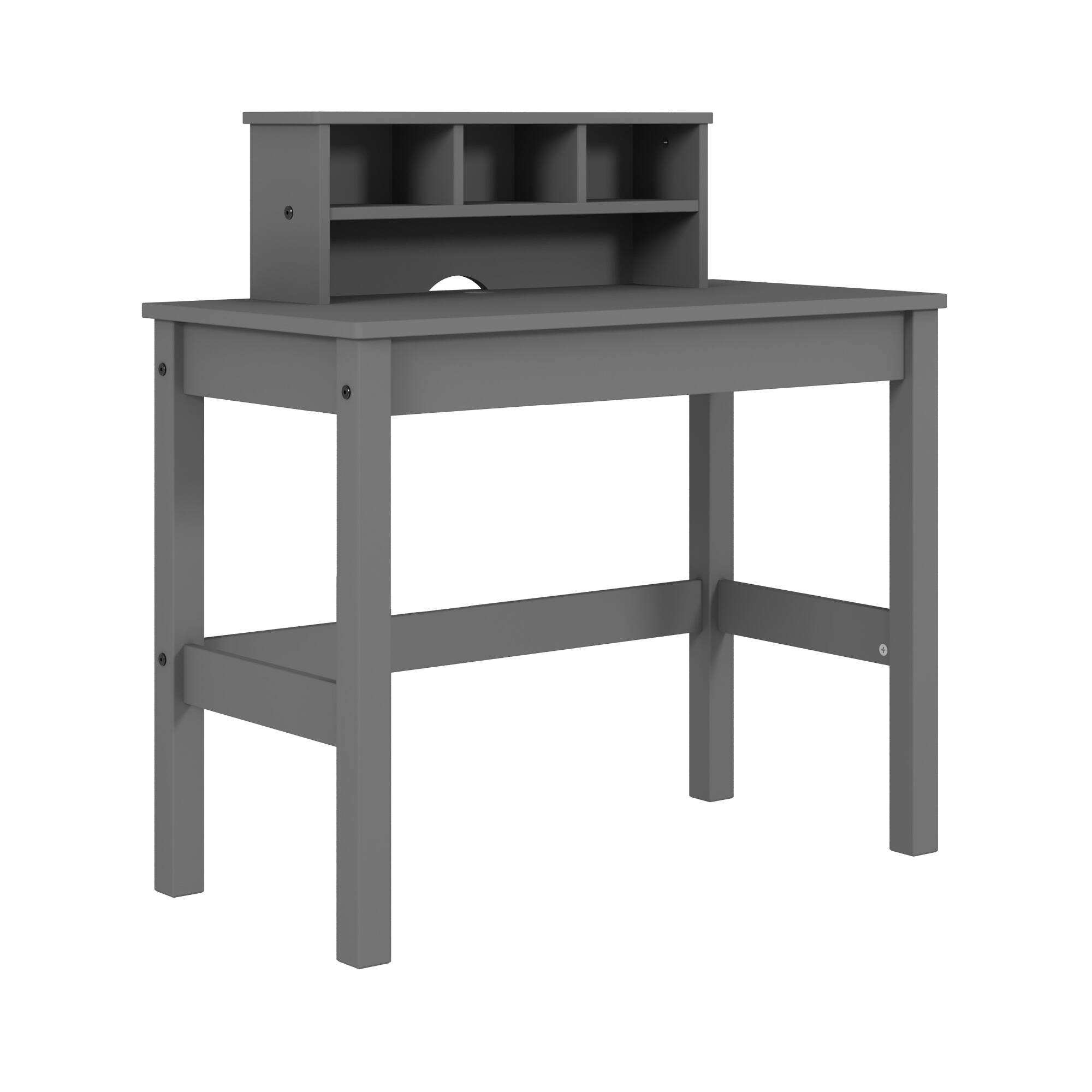 Alt View 2. GOODSILO - Gray Finish Writing Desk with Built-In Hutch and Cable Management System for Modern Office Workspace - Gray.
