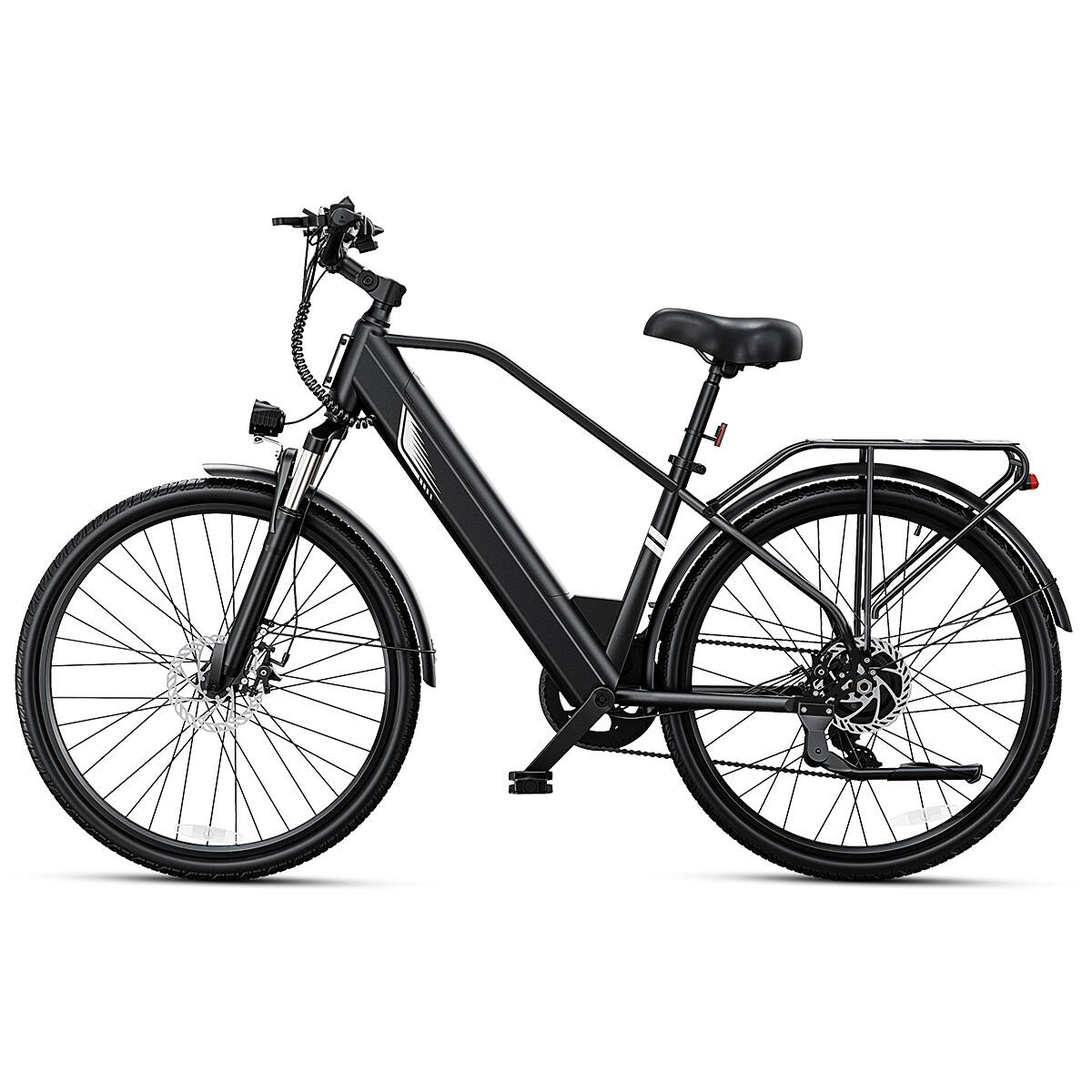 Left. DYU - 26" Electric Bike with 499.2 WH Battery, 19.8MPH - Black.