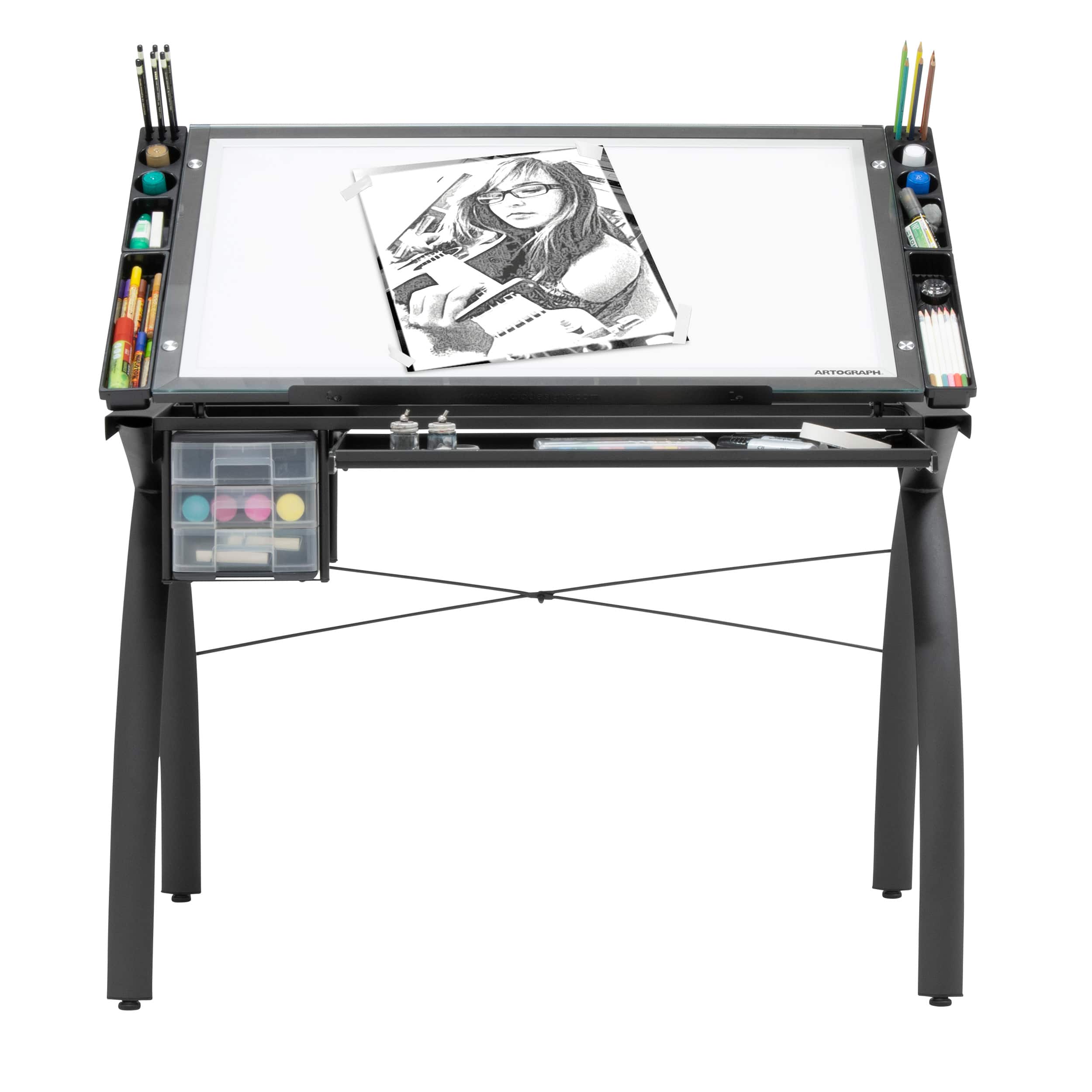 Studio Designs - Futura Light Table for Artists and Drawing - Black / Clear Glass