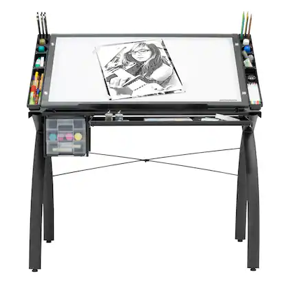 Front. Studio Designs - Futura Light Table for Artists and Drawing - Black / Clear Glass.