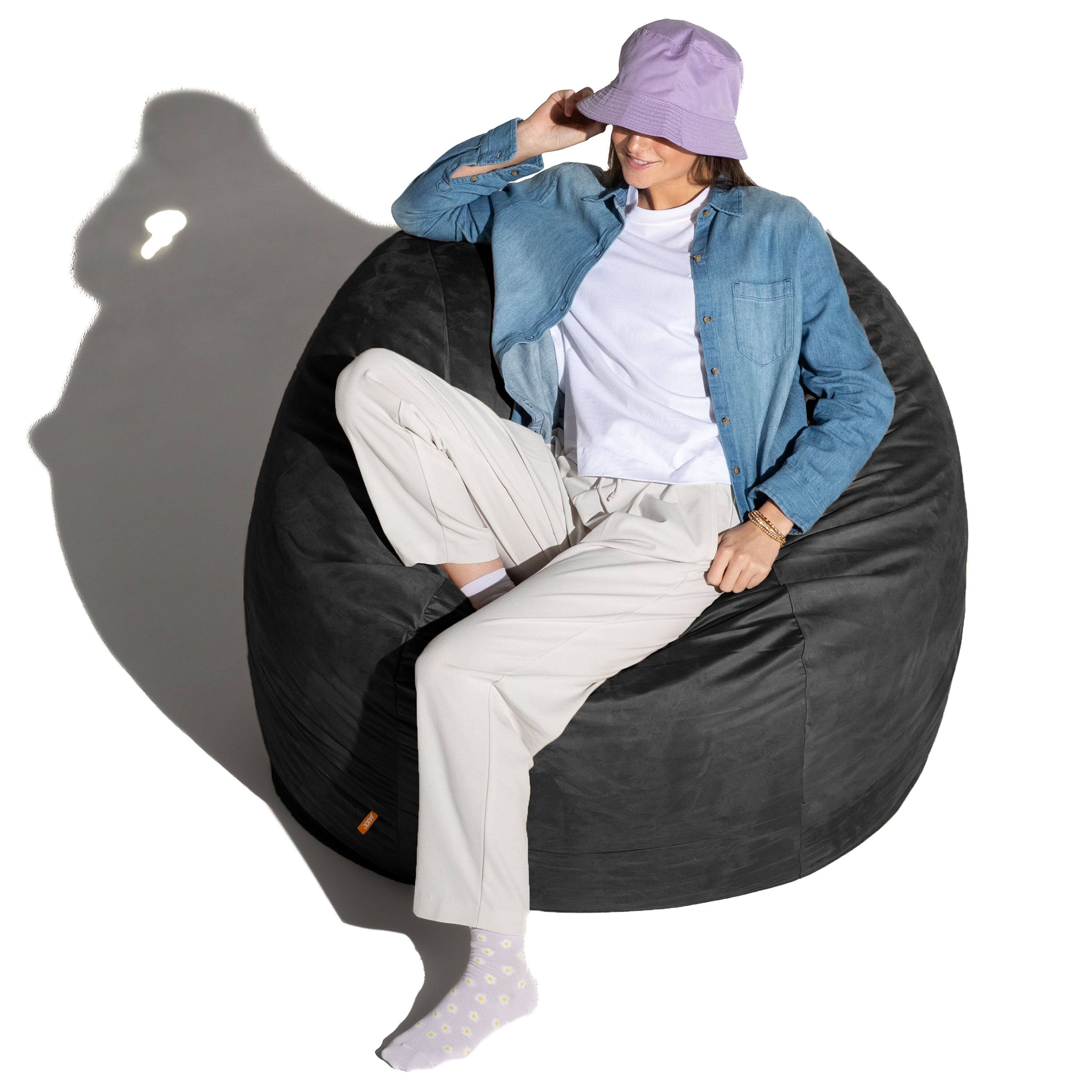 Alt View 4. Jaxx - Jaxx 4 ft Round Bean Bag Chair for Adults, Black - Black.