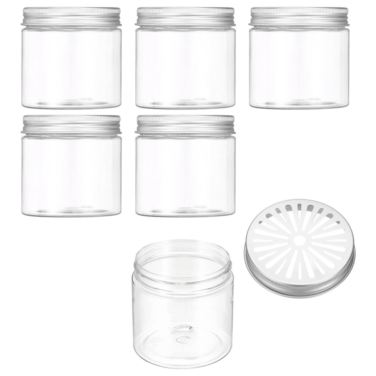 Front. Unique Bargains - Premium Empty Scent Beads Container, Refillable Spice Tin Hollow Lid, 6pcs 6.8oz - For Aromatherapy, Scent, Storage - Clear.