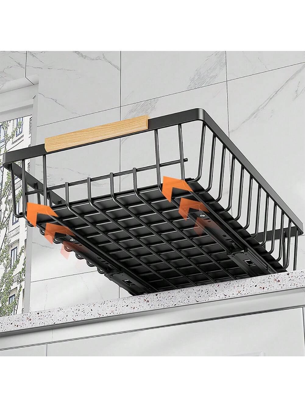 Alt View 3. GARVEE - Pull Out Cabinet Organizer, Multifunctional Slide Out Cabinet Organizers, No Drill Pull Out Shelf Storage Drawer,Black - Black.