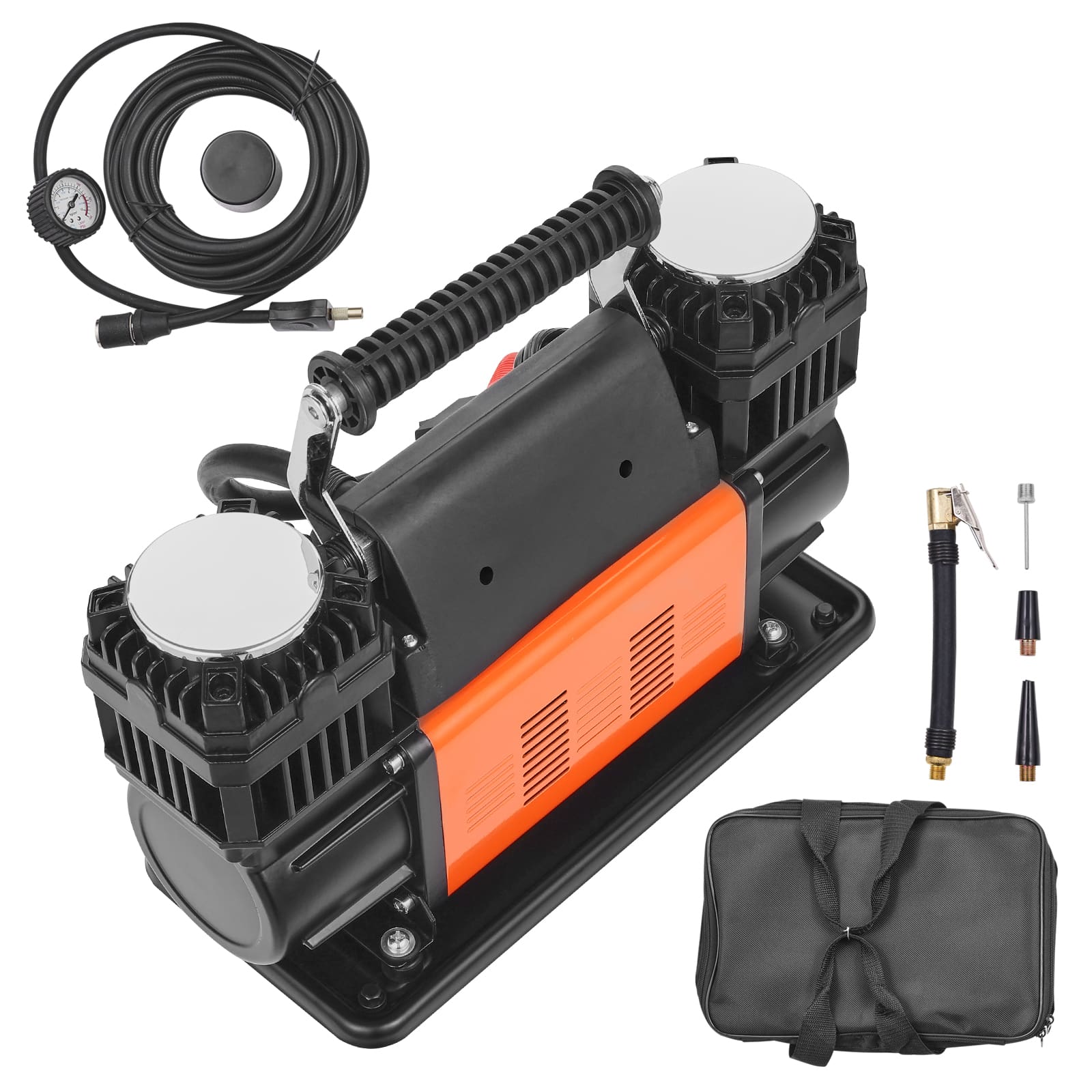 LOVMOR - 10.6CFM Portable Tire Inflator Dual Cylinder 12V 150PSI Air Compressor