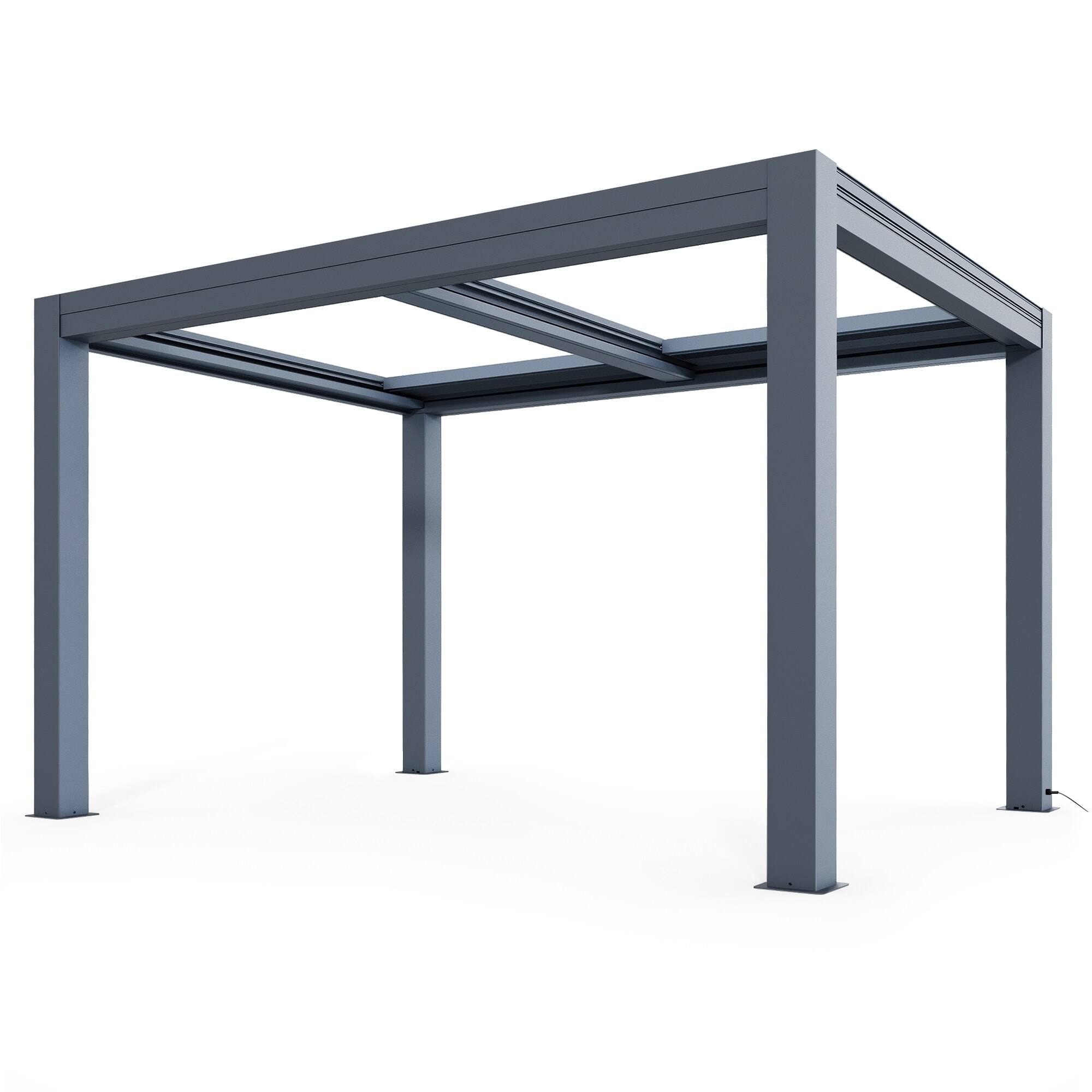 Alt View 3. U-HOMY - 10x13 Aluminum Motorized Louvered Pergola with Dual Adjustable Roof & 4 Side Screens, Outdoor Shade Shelter - Black.