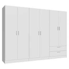 Madesa - 6 Doors 2 Drawers Wardrobe Set with Shelves and Hanging Space 94"L - White