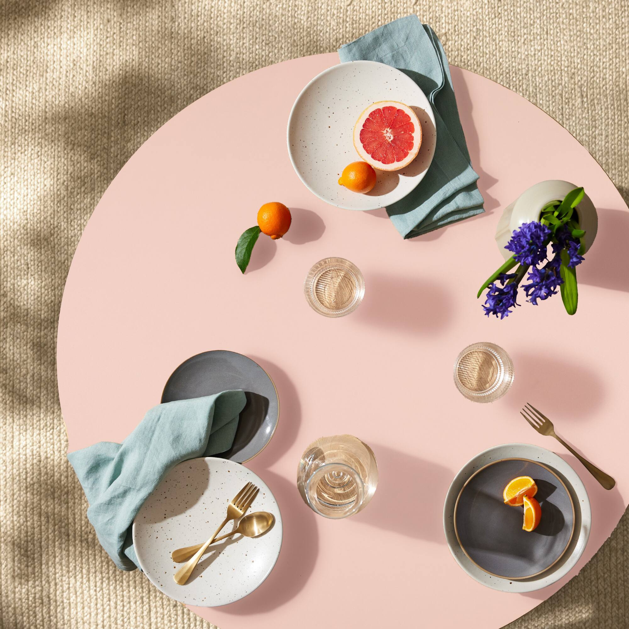 Alt View 3. Best Choice Products - Round Mid-Century Modern 35.5in Dining Table, Dinette for Home or Kitchen w/Wood Finish Steel Legs - Pink.