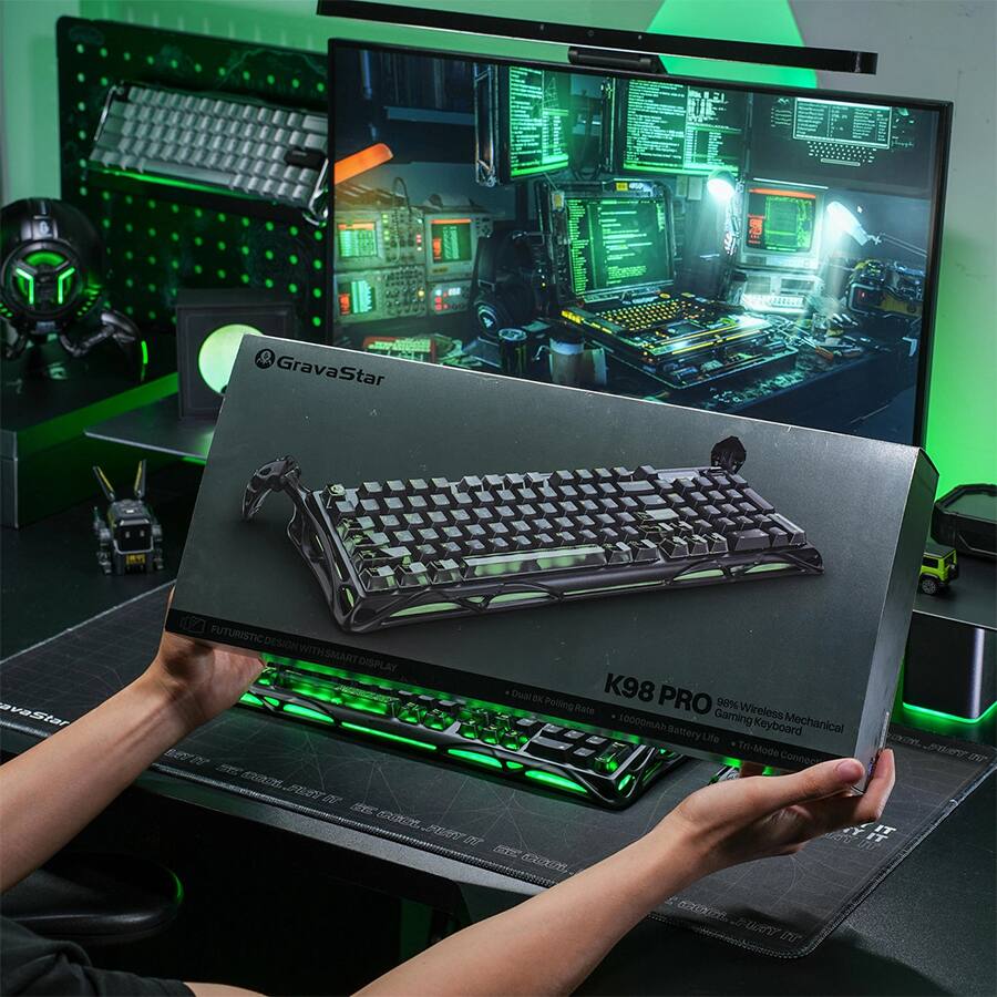 GravaStar

FUTURISTIC DESIGN WITH SMART DISPLAY

K98 PRO
Dual 8K Polling Rate
98% Wireless Mechanical Gaming Keyboard
10000mAh Battery Life
Tri-Mode Connect