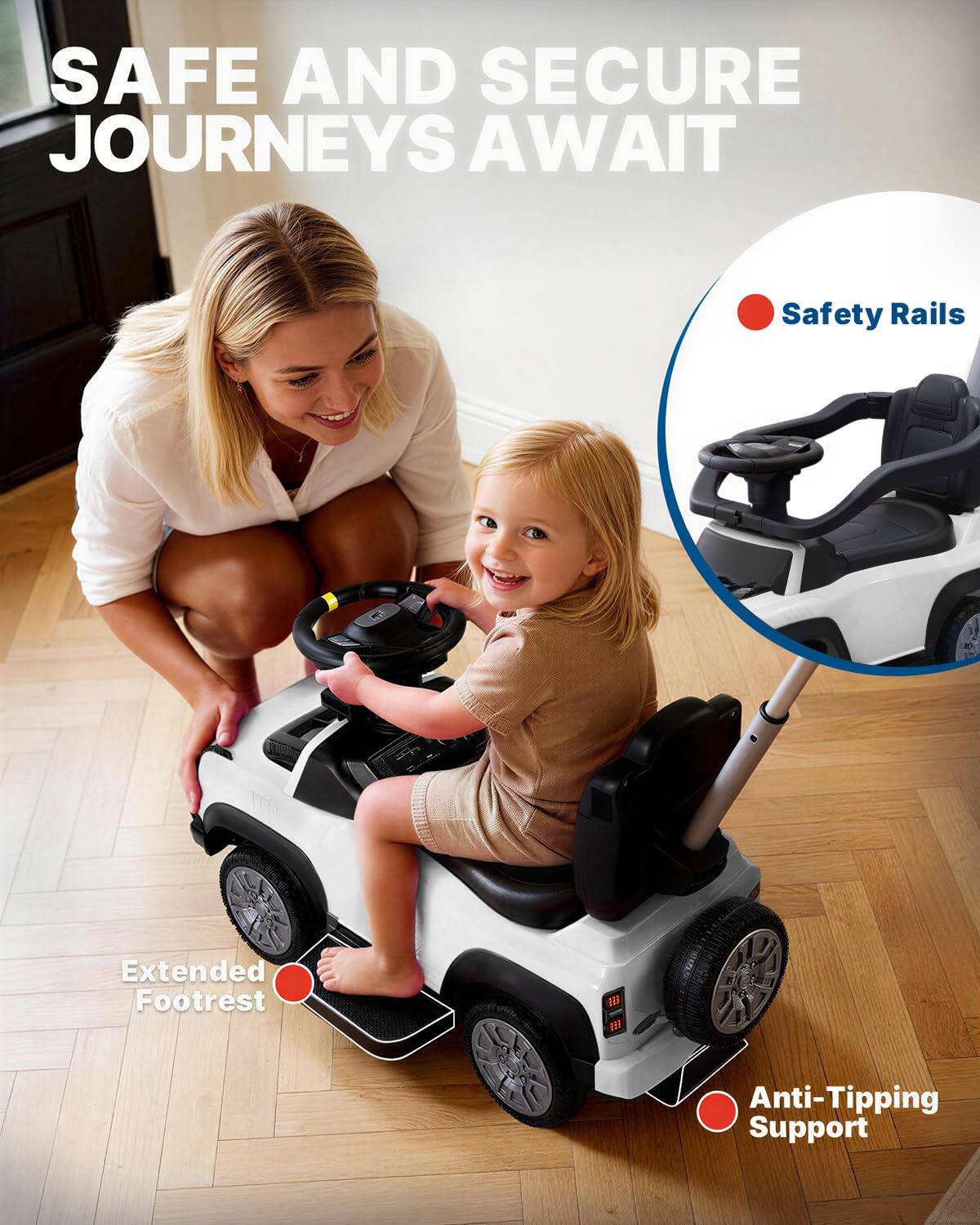 SAFE AND SECURE JOURNEYS AWAIT

- Safety Rails
- Extended Footrest
- Anti-Tipping Support