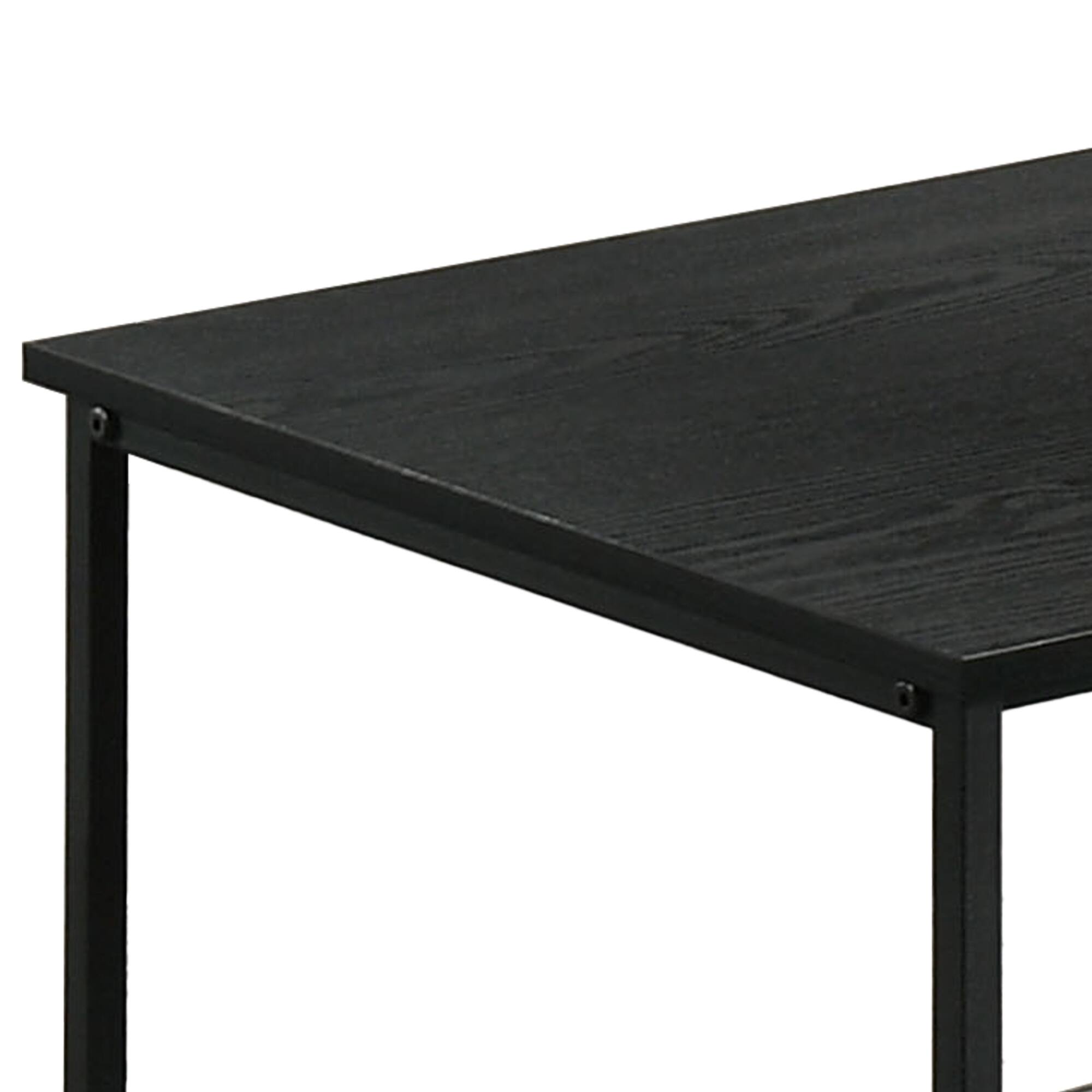 Back. Vaczon - 3 Piece Coffee and End Table Set for Living Room with 2 Tier Storage Shelves Perfect for Organizing Books, Decor - Black.