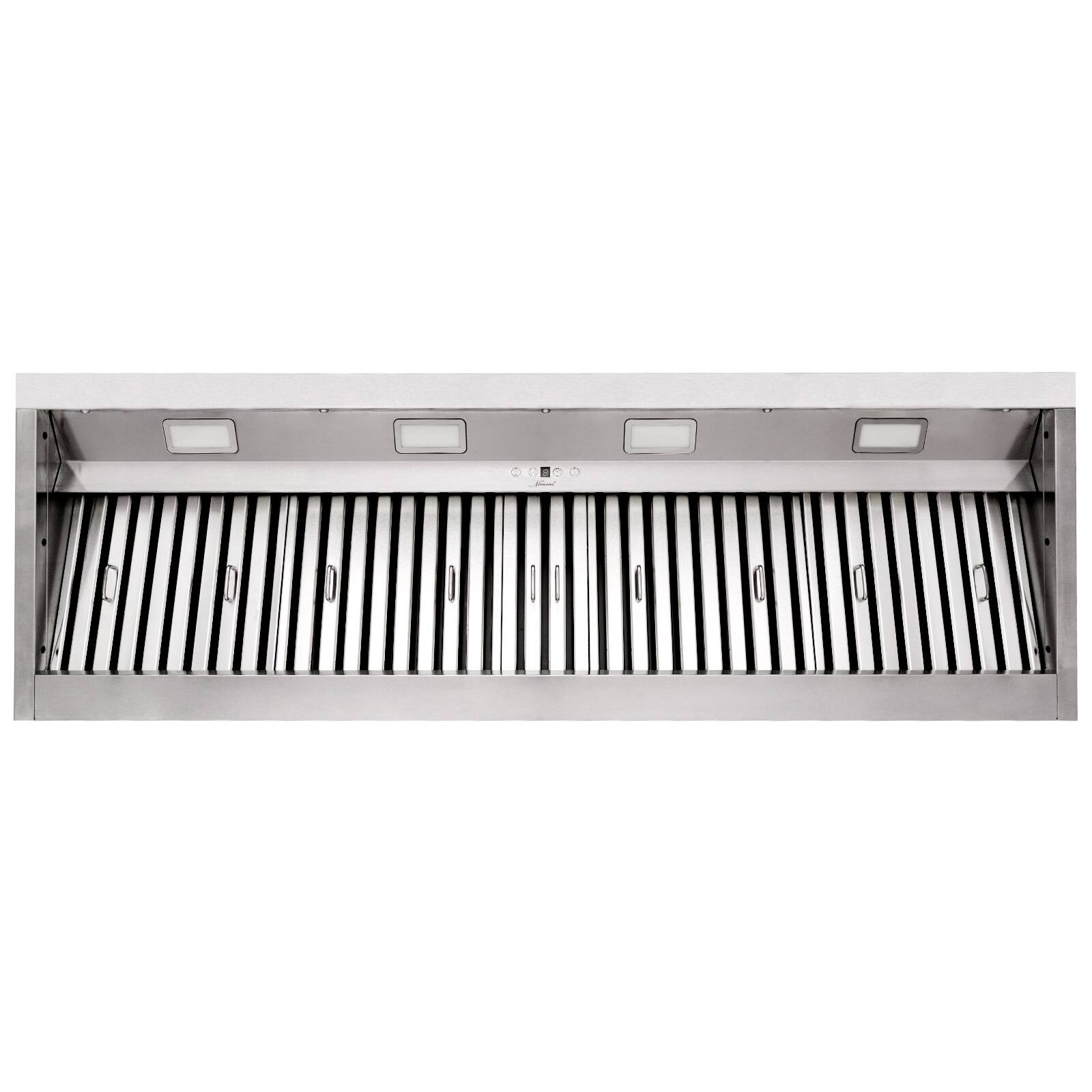 Angle. Akicon - Akicon 60 inch Ducted 1200-CFM  Range Hood Insert with 4-Speed Fan, 4 Led Lights and Baffle Filter - Stainless steel.