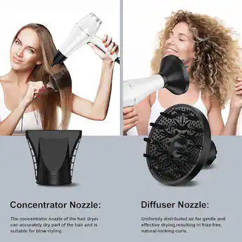 NEXPURE 1875W Hair Dryer Blow Dryer with Diffuser Concentrator NEXPURE 1875W Hair Dryer Blow Dryer with Diffuser Concentrator