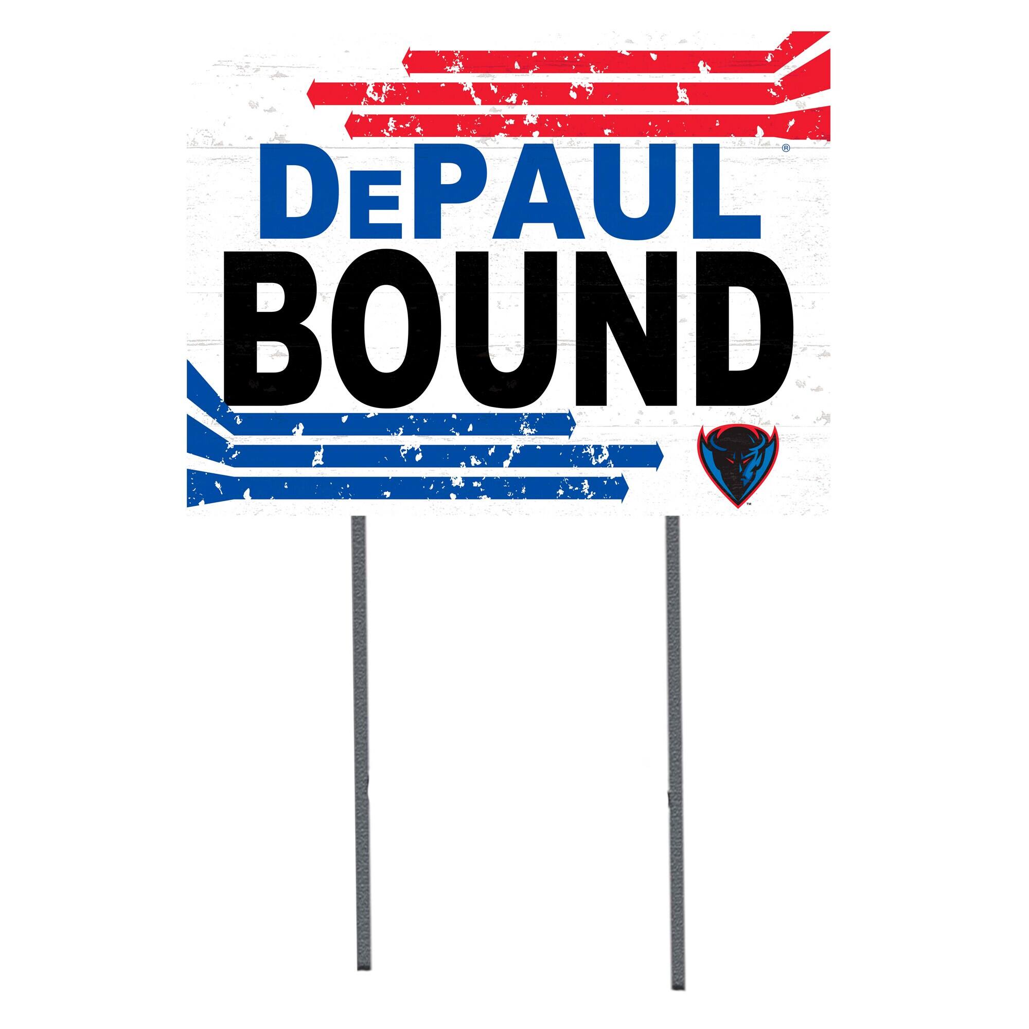 White DePaul Blue Demons 18" x 24" Bound Yard Sign