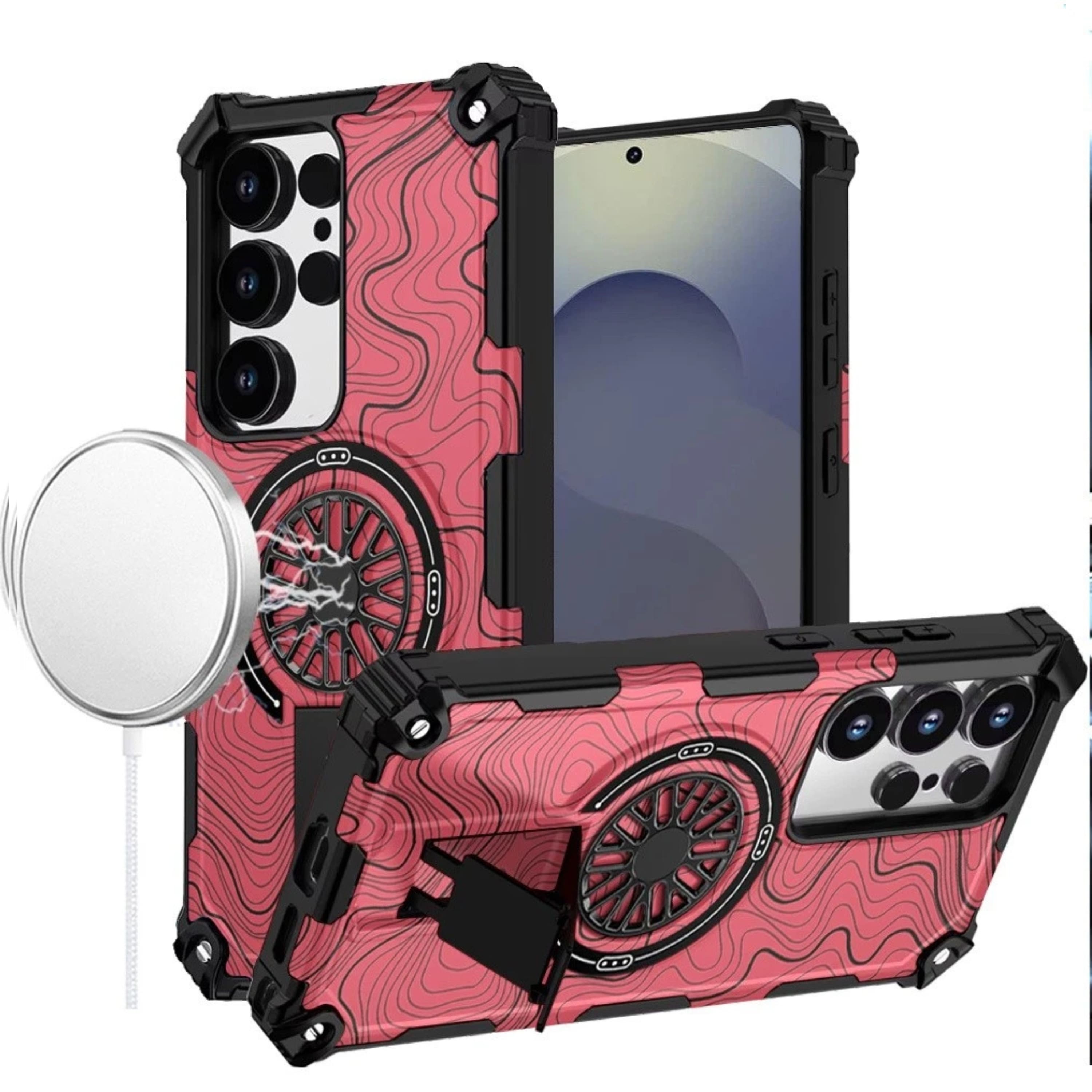 Kitcheniva - Stylish Magnetic Circle Stand Case With Tempered Glass For Samsung S26 Ultra - Red price history on PriceWatchPro