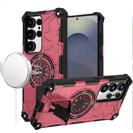 Kitcheniva - Stylish Magnetic Circle Stand Case With Tempered Glass For Samsung S26 Ultra - Red