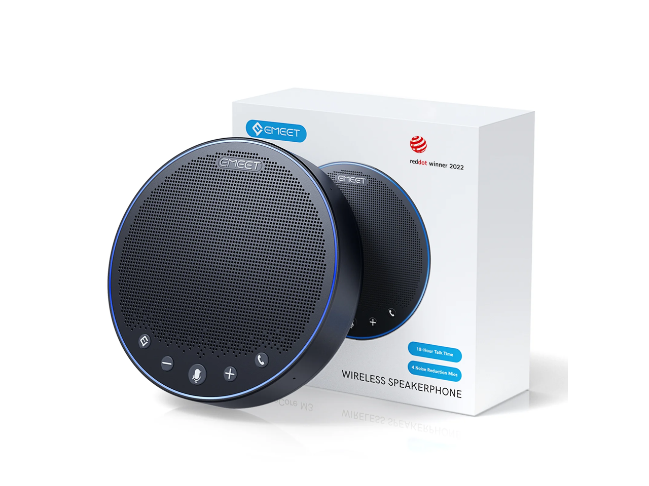 EMEET  
CMEET  
EMEET  
reddot winner 2022  

-  
+  
Core M3  
+ 18-Hour Talk Time  
4 Noise Reduction Mics  
WIRELESS SPEAKERPHONE