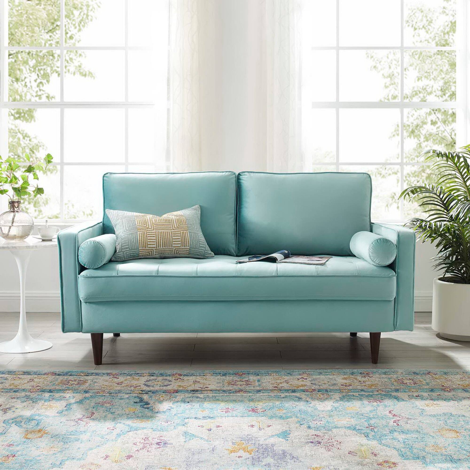 Front. Modway - Valour Performance Velvet Loveseat by Modway - Mint.