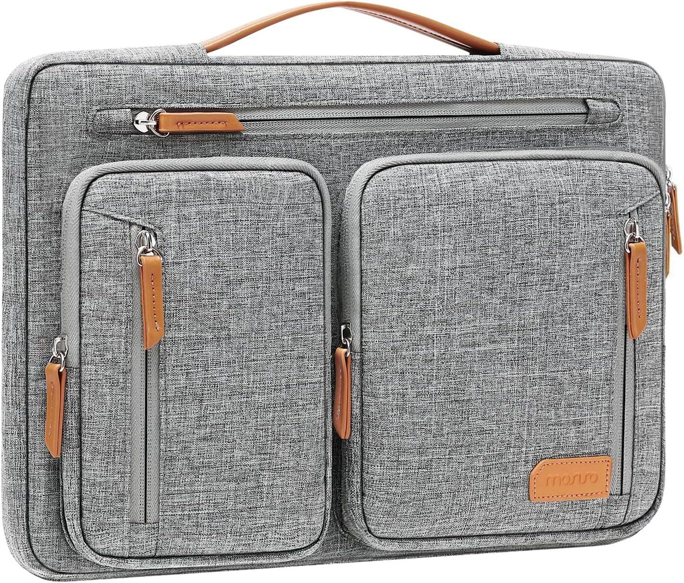 Front. mosiso - Laptop Sleeve 15 Inch, 360 Protective Laptop Case with 5 Accessory Pockets for MacBook Air 15 M5 M4 M3 M2, Dell XPS - Gray.