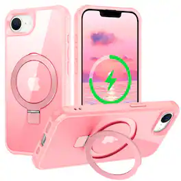Dteck - For Apple iPhone 17e/ iPhone 16e Slim Translucent Matte Case with Magnetic Invisible Stand ,Compatible with Mag Safe - Pink