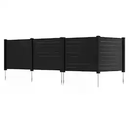 Costway - 2PCS 48"L x 37.5"H Air Conditioner Fence Screen Panel Kit w/ Ground Stakes - Black