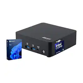 MSI - Cubi NUC AI Desktop - Intel Core Ultra 5 125H with 16GB RAM – 512GB SSD - Windows 11 Pro - Black