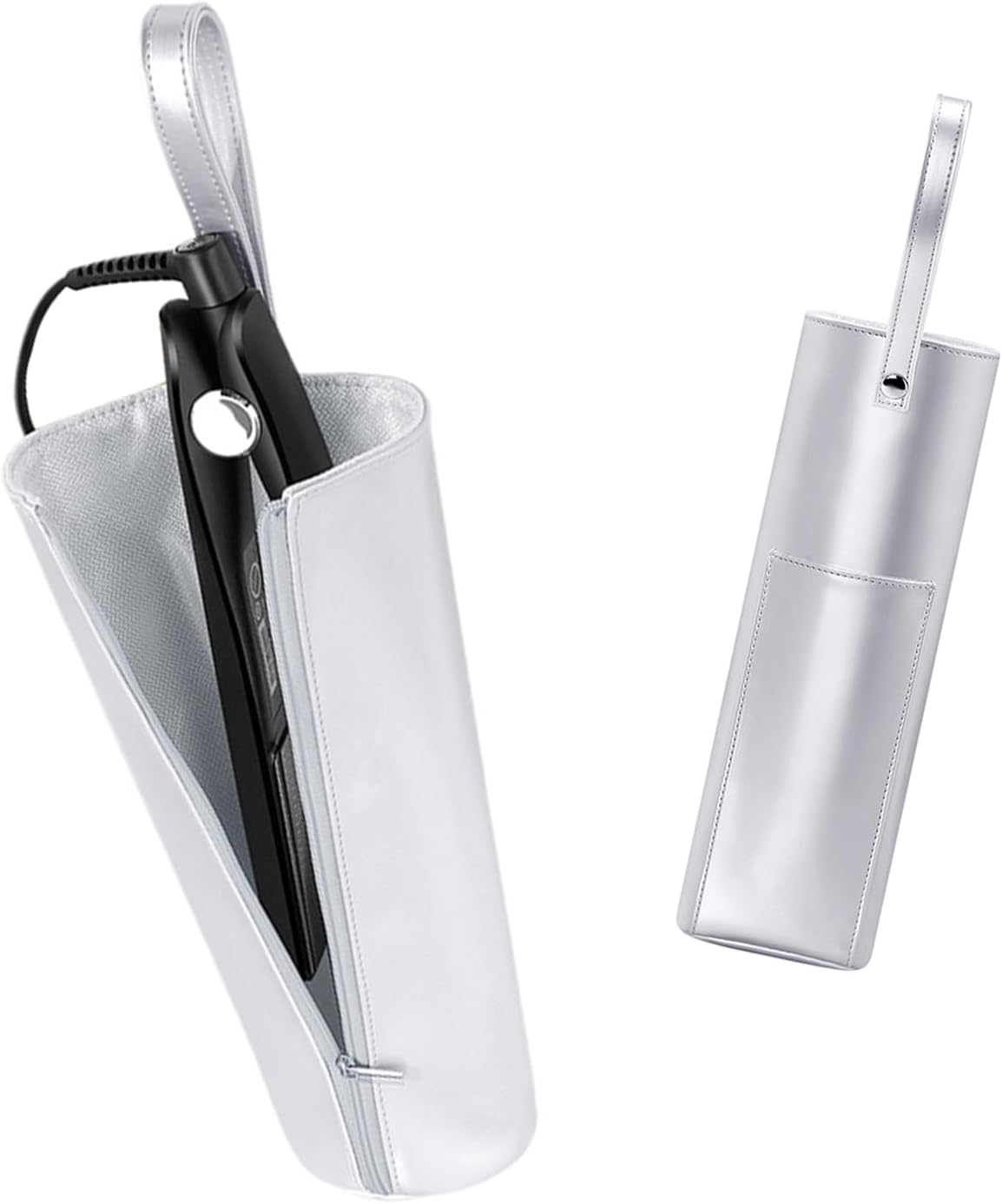 Front. BUBM - BUBM Silver Heat Resistant Hair Tool Organizer - 11.4"x3.5"x2.8" Travel Case for Curling Irons, Flat Irons - Silver.