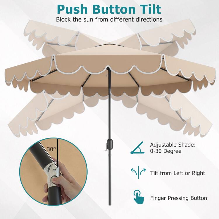 Push Button Tilt  
Block the sun from different directions  

Adjustable Shade: 0-30 Degree  
Tilt from Left or Right  
Finger Pressing Button