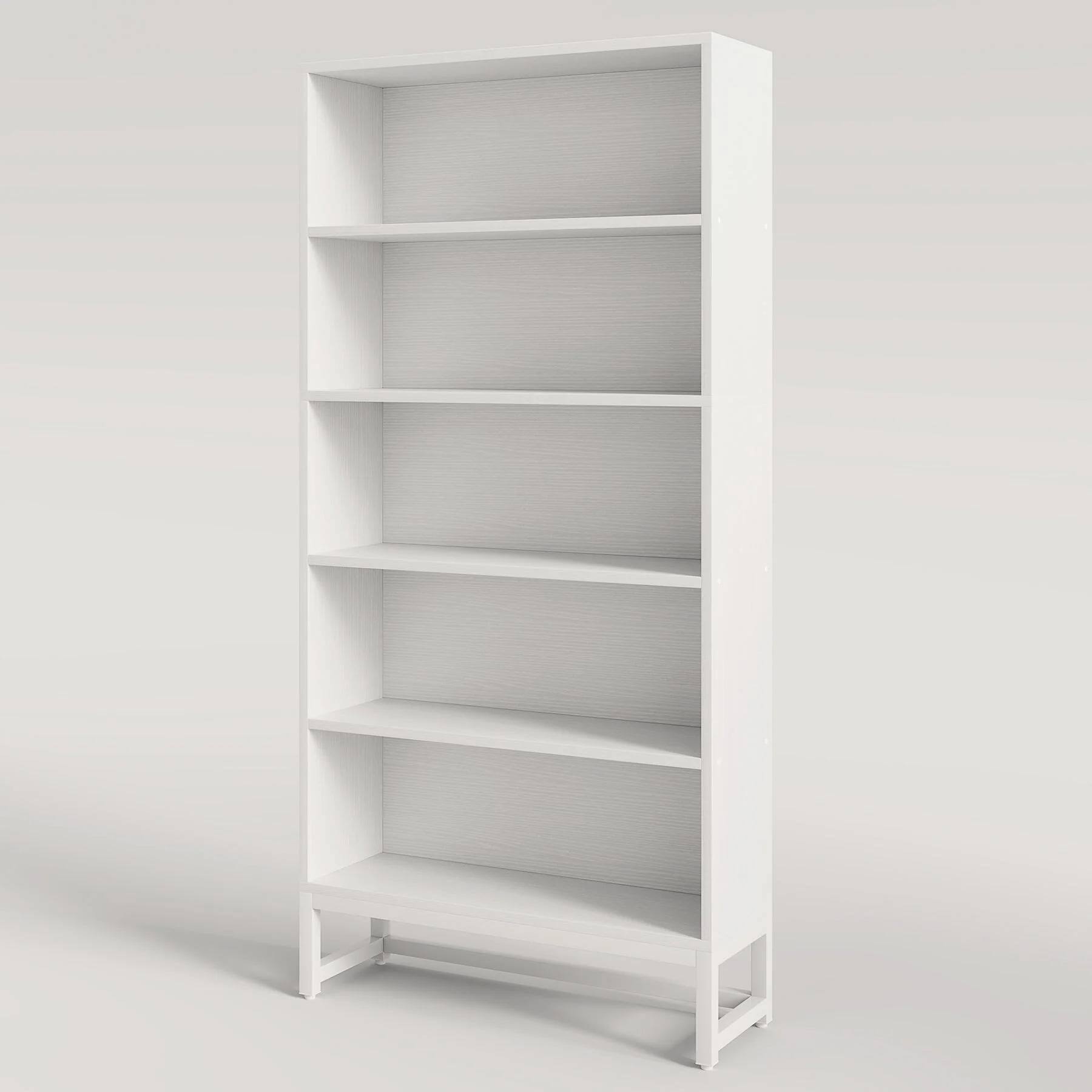 Alt View 2. Kadyn - Kadyn Bookshelf, Tall Library Shelf - Sturdy Construction for Heavy Hardbacks, Figures & More, White - White.