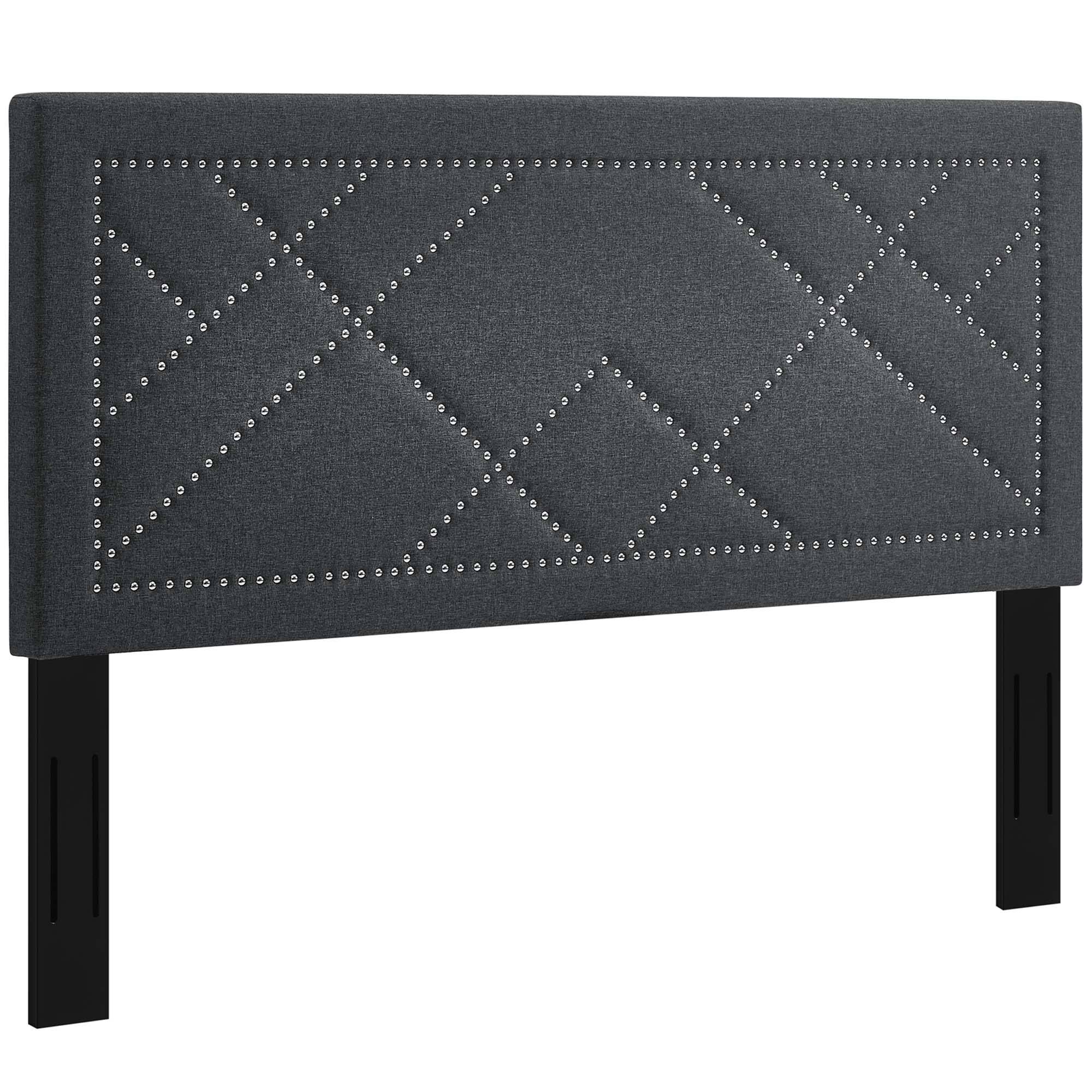 Alt View 1. Modway - Reese Nailhead Upholstered Linen Fabric Full / Queen Headboard by Modway - Gray.