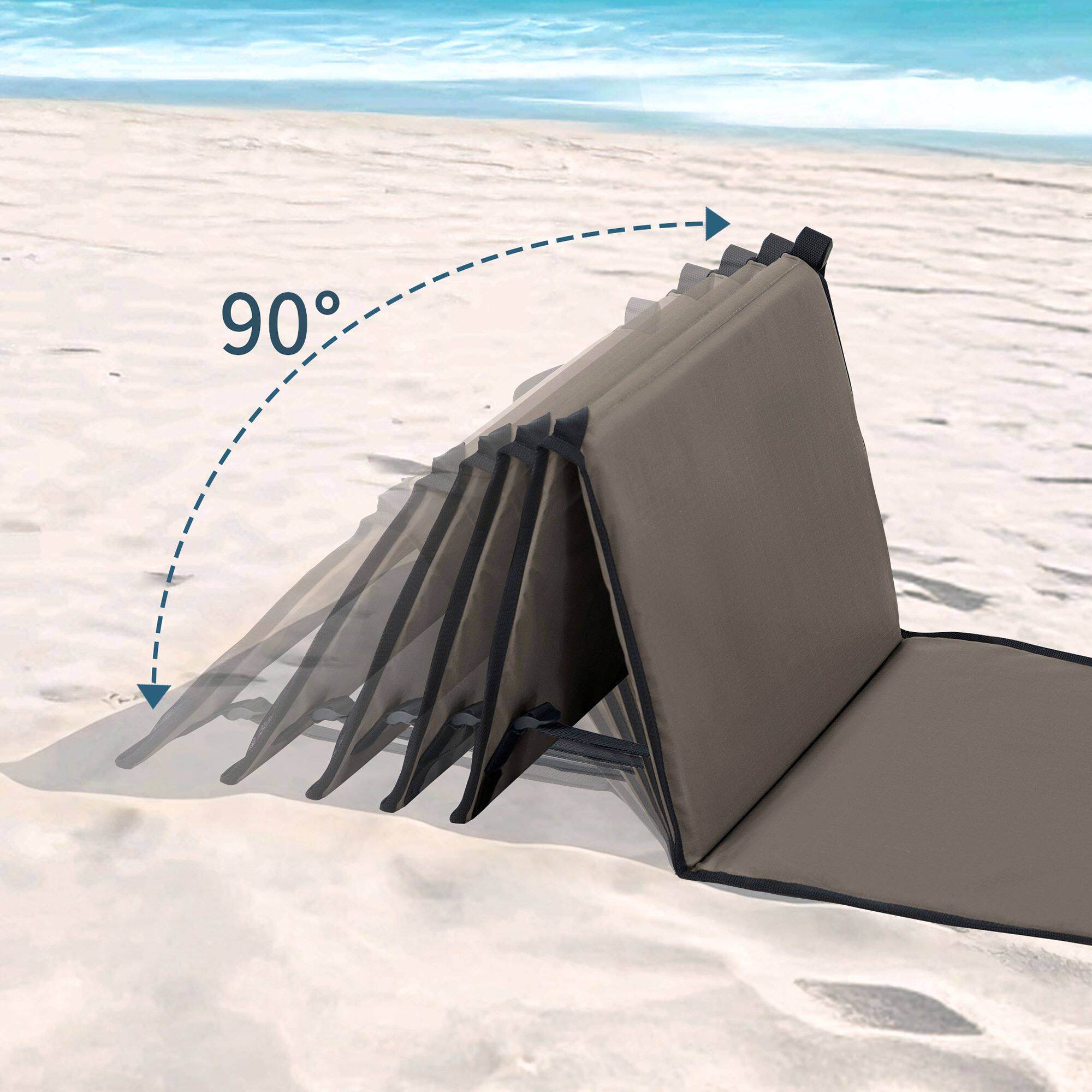 Back. SUNJOY - Sunjoy Ultra-Light Folding Chair With Backrest, Portable Beach Lounge Chair, Tanning Mat For Sunbathing Trips, Khaki - Khaki.