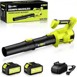 Silvel - Cordless Leaf Blower, 750CFM (250MPH) High Power Turbo Blowers, with 2x6.0Ah Battery and Quick Charger - Green