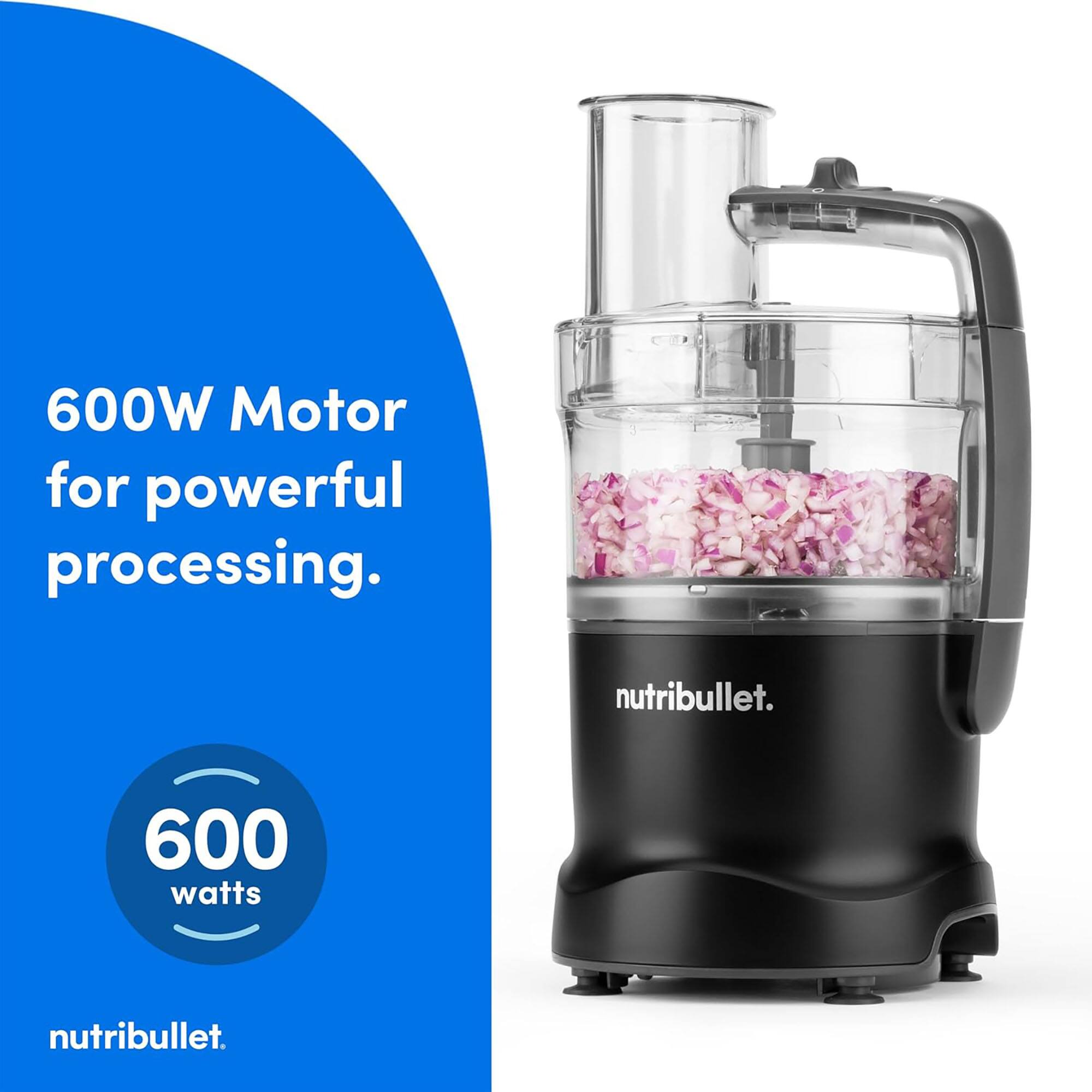 600W Motor for powerful processing.  
600 watts nutribullet.