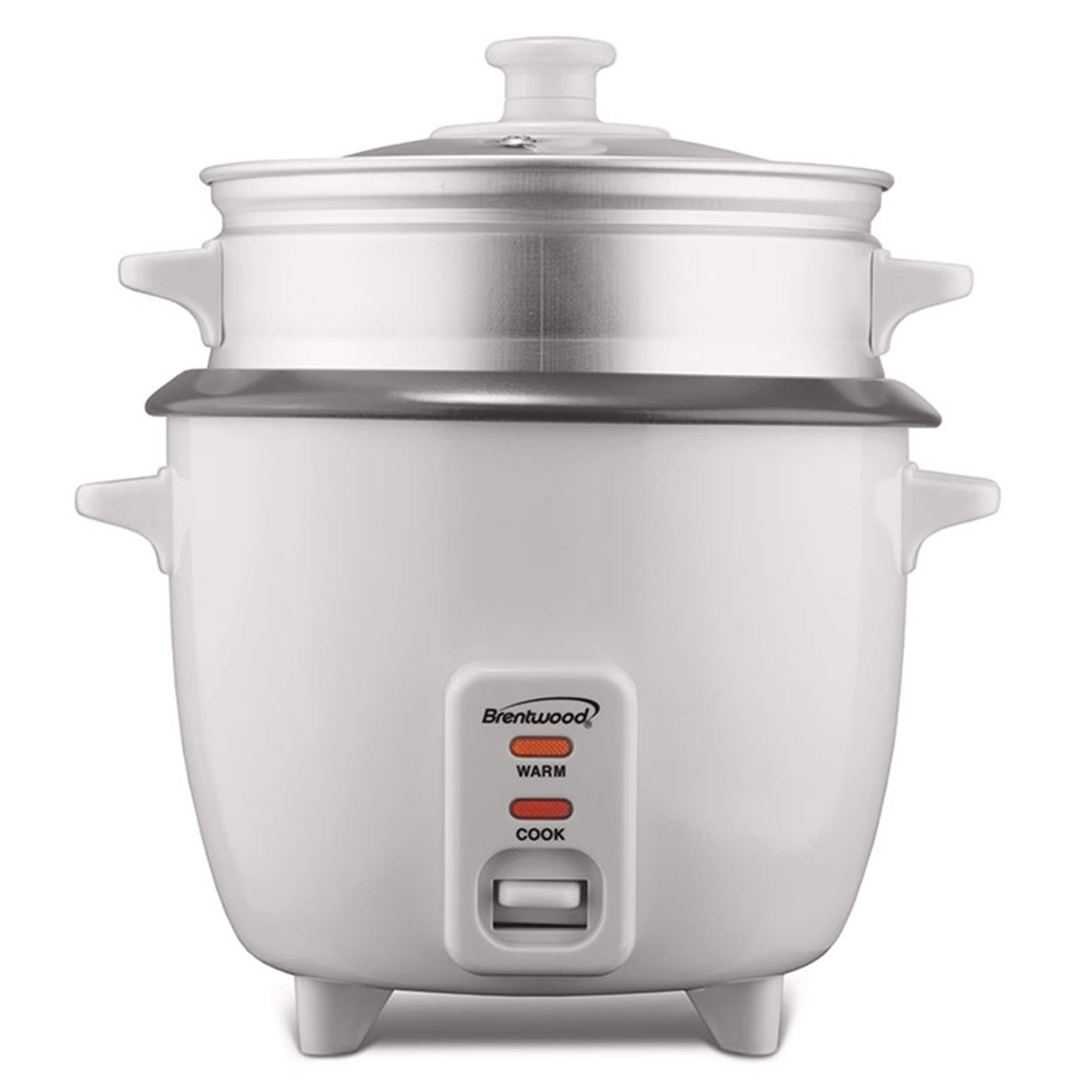 Brentwood - 5 Cup Rice Cooker/Non-Stick with Steamer - White