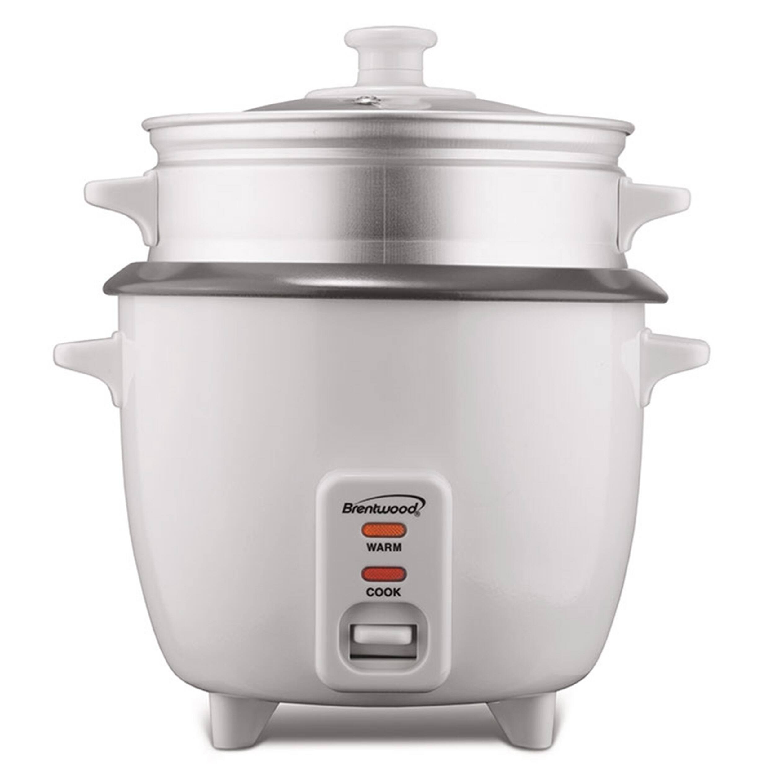 Brentwood - 5 Cup Rice Cooker/Non-Stick with Steamer - White