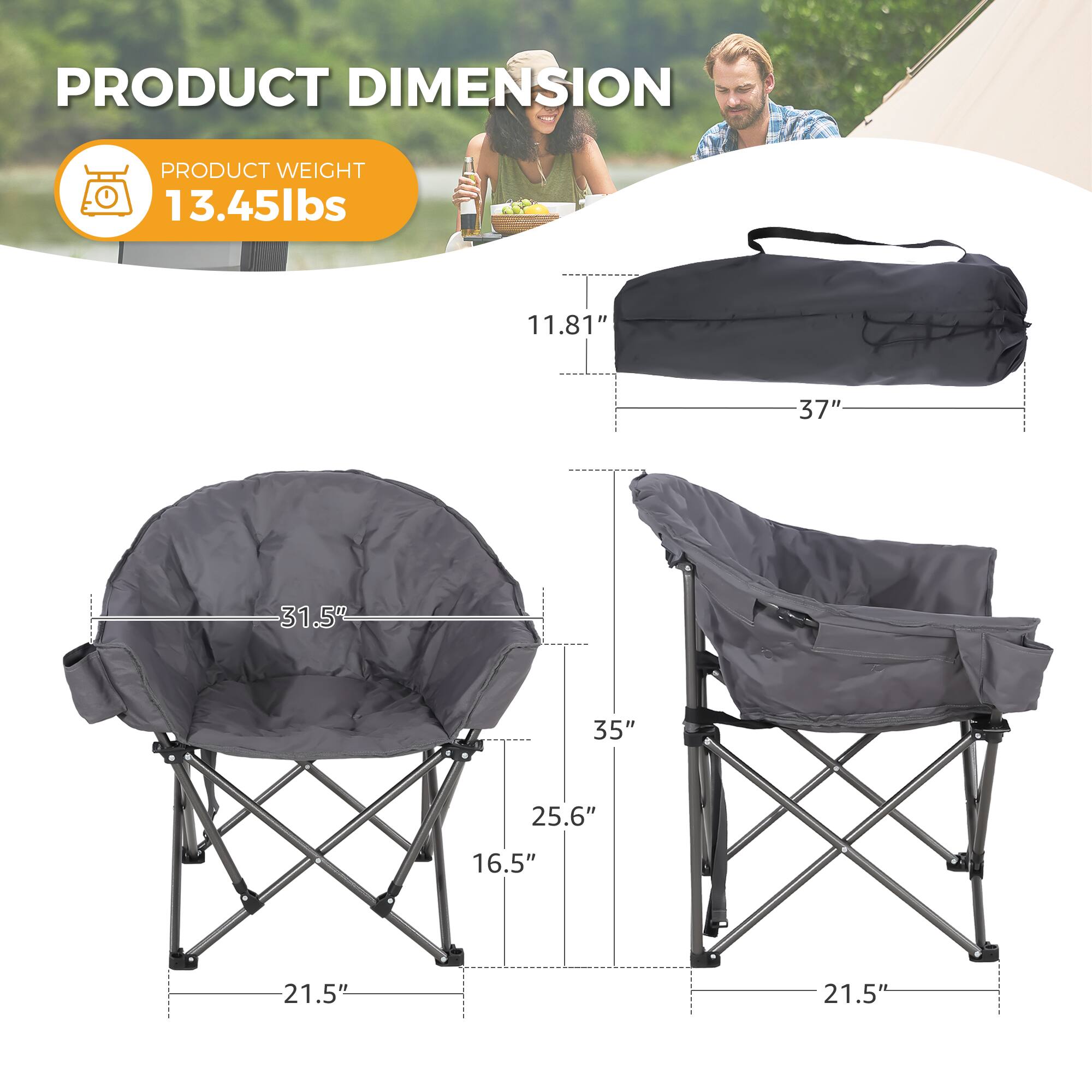 PRODUCT DIMENSION  
PRODUCT WEIGHT 13.45lbs  
11.81"  
37"  
31.5"  
35"  
25.6"  
16.5"  
21.5"  
21.5"