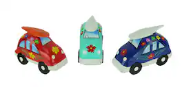 Chesapeake Bay - Colorful Wood Surfer Flower Power Beach Buggy Set of 3 - Blue