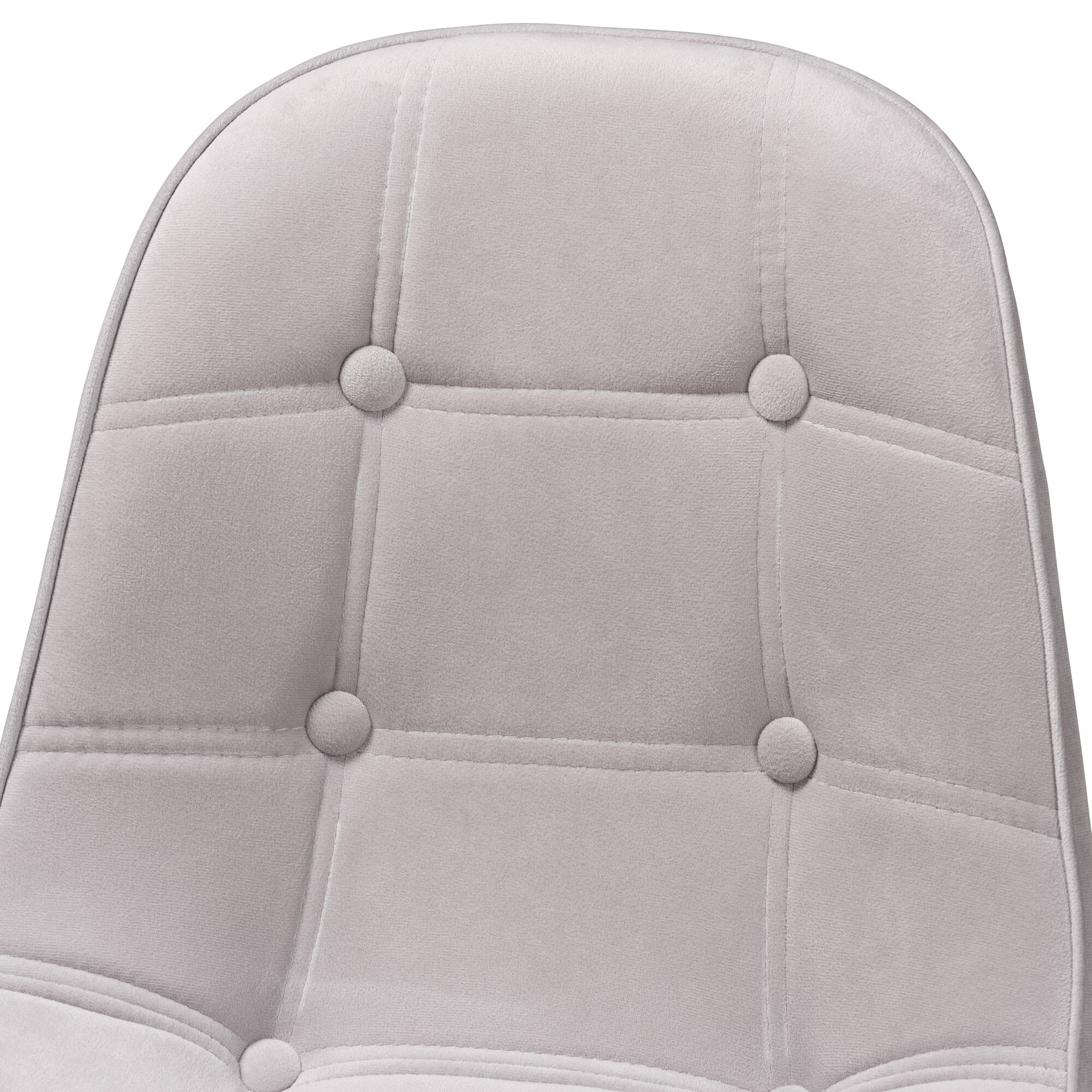 Alt View 2. Baxton Studio - Kabira Contemporary Glam and Luxe Velvet Fabric and Metal Swivel Office chair - Grey/Gold.