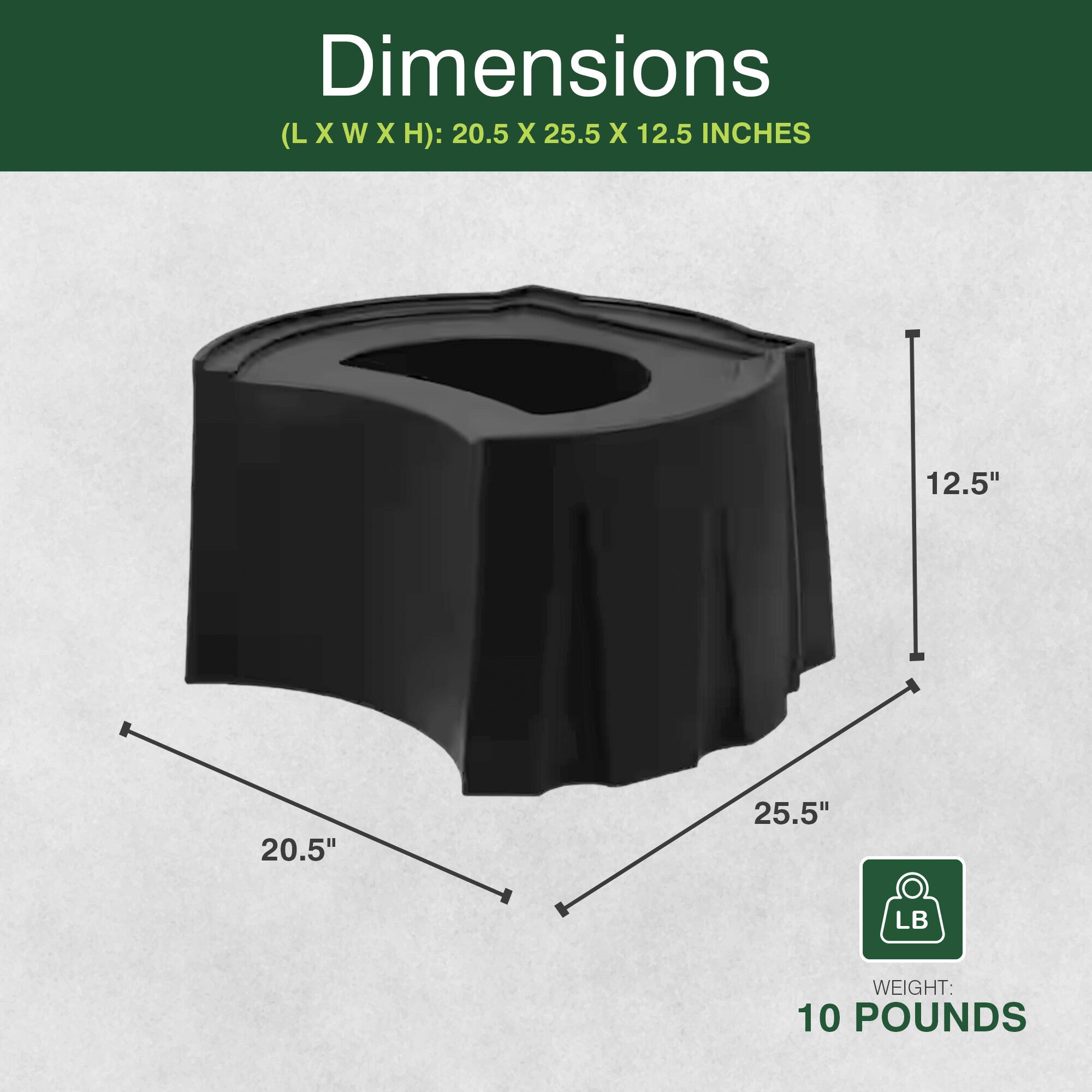 Dimensions (L X W X H): 20.5 X 25.5 X 12.5 INCHES  
Weight: 10 POUNDS