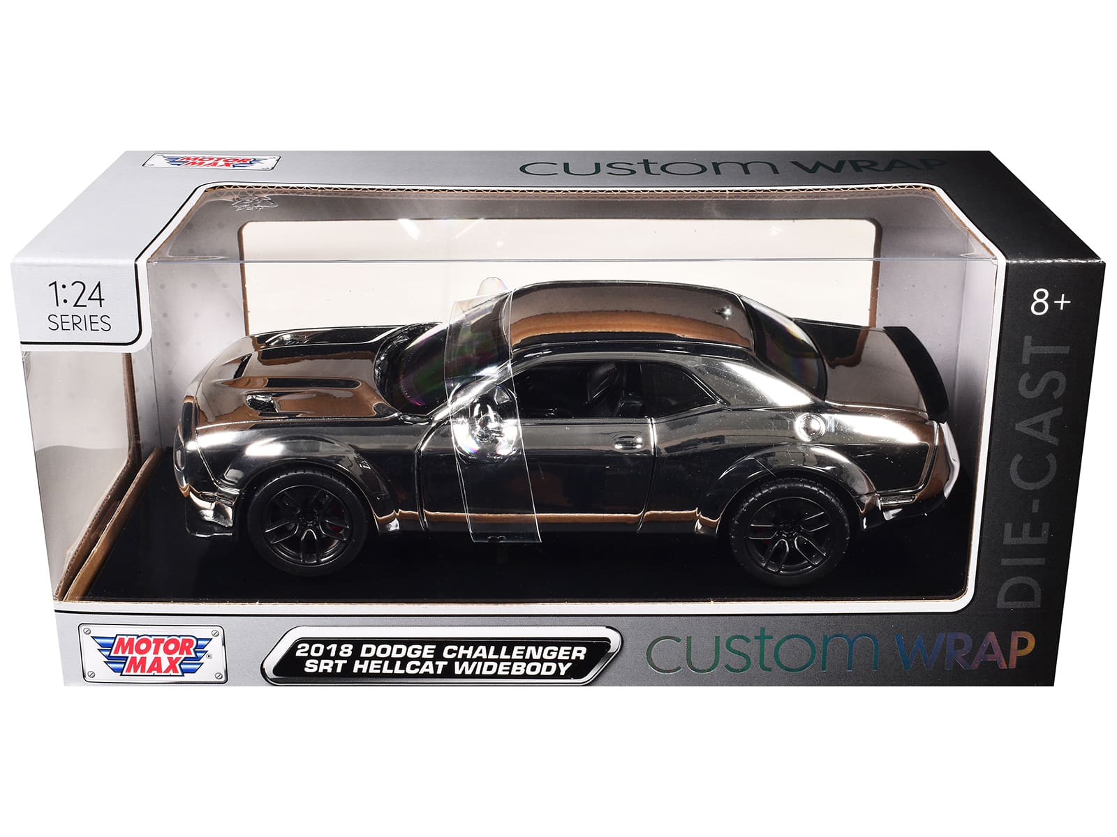 "2018 Dodge Challenger SRT Hellcat Widebody Chrome ""Custom Wrap"" Series 1/24 Diecast Model by Motormax" price history on PriceWatchPro