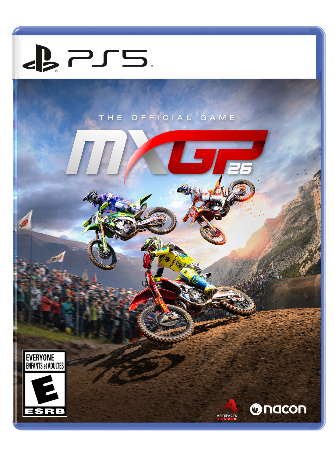 PS5™  
THE OFFICIAL GAME MXGP 26  
NONDA  
EVERYONE ENFANTS et ADULTES ESRB  
ARTEFACTS STUDIO  
nacon - E (Everyone)