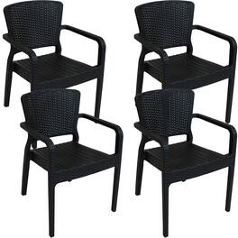 Sunnydaze - Segonia Plastic Stackable Dining Armchair - Set of 4 - Black