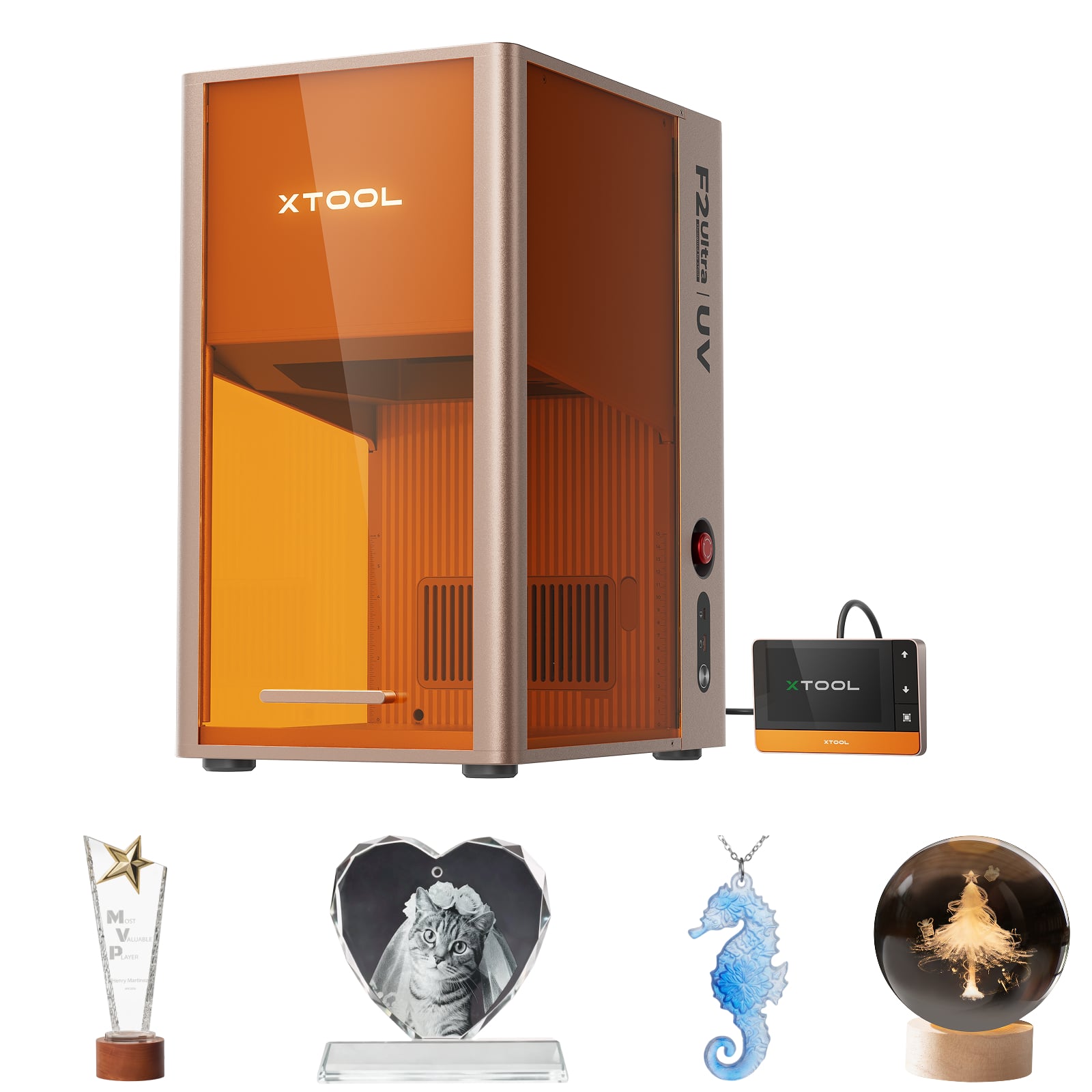 xTool - F2 Ultra UV Laser Engraver, 5W UV Laser, 3D Inner and Fine Glass Engraving, Dual 48MP Cameras, 15,000 mm/s High Speed