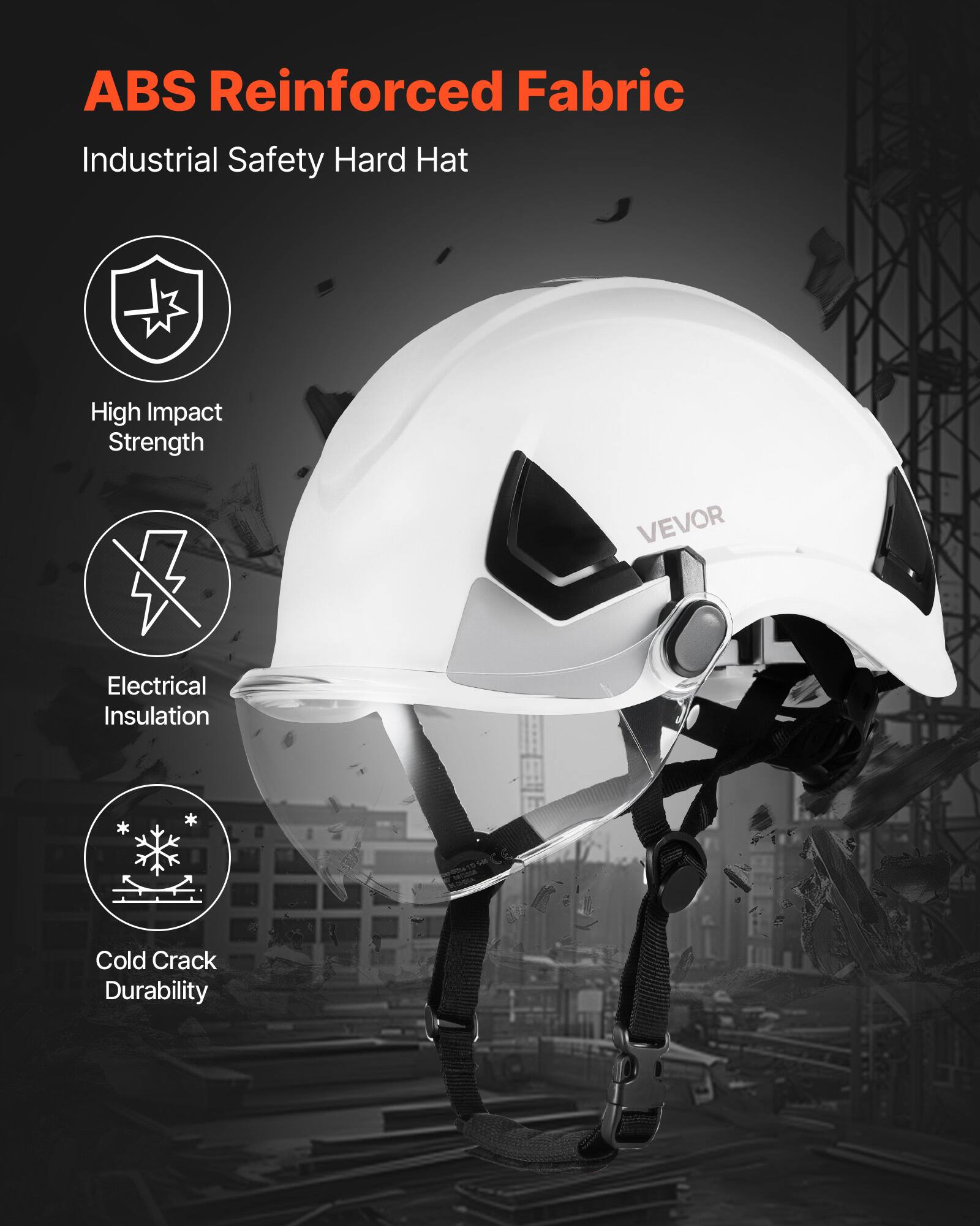 ABS Reinforced Fabric  
Industrial Safety Hard Hat  
High Impact Strength  
Electrical Insulation  
Cold Crack Durability